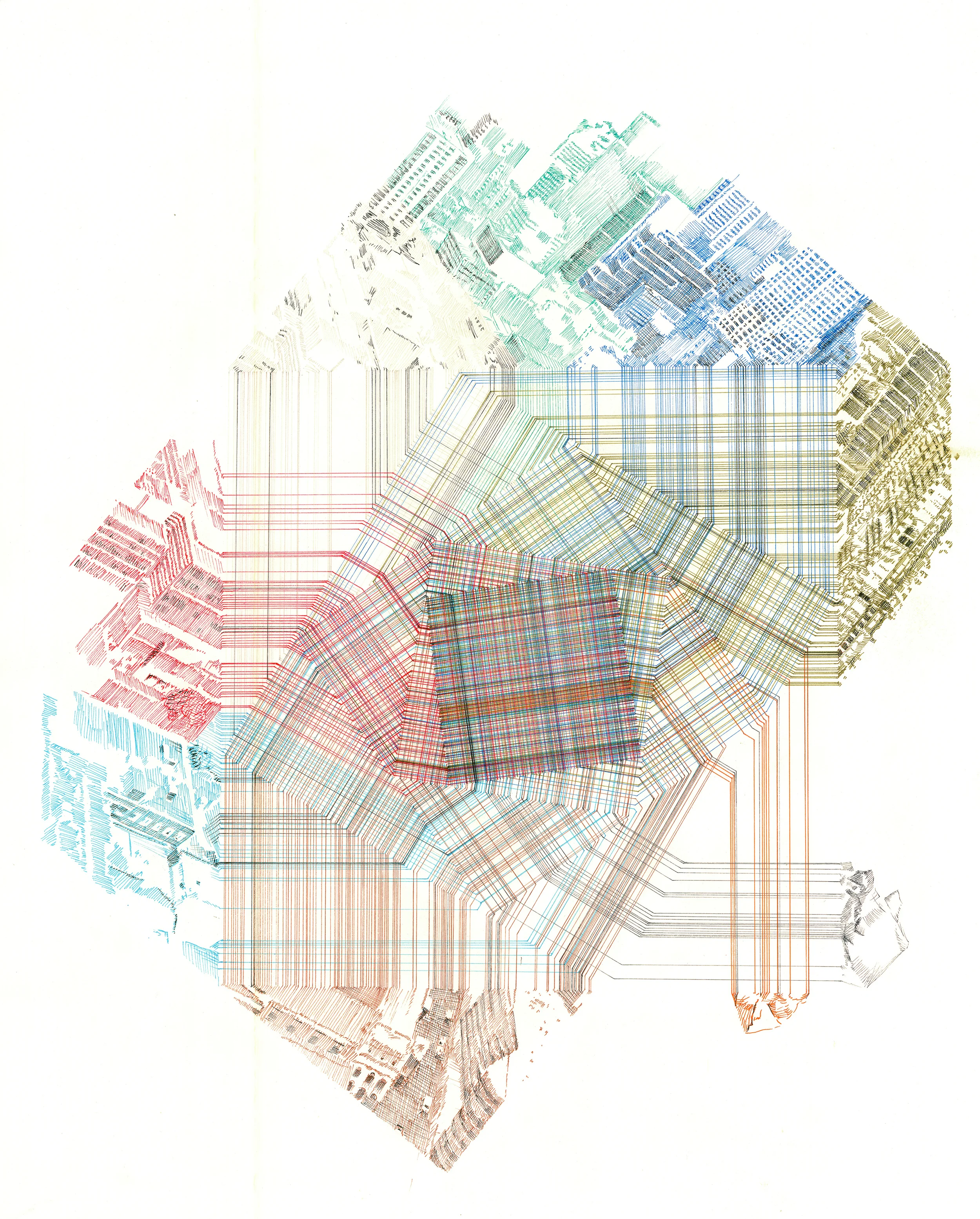 Dead City Scroll #1 , 57 x 65cm, ink on paper, 2015.