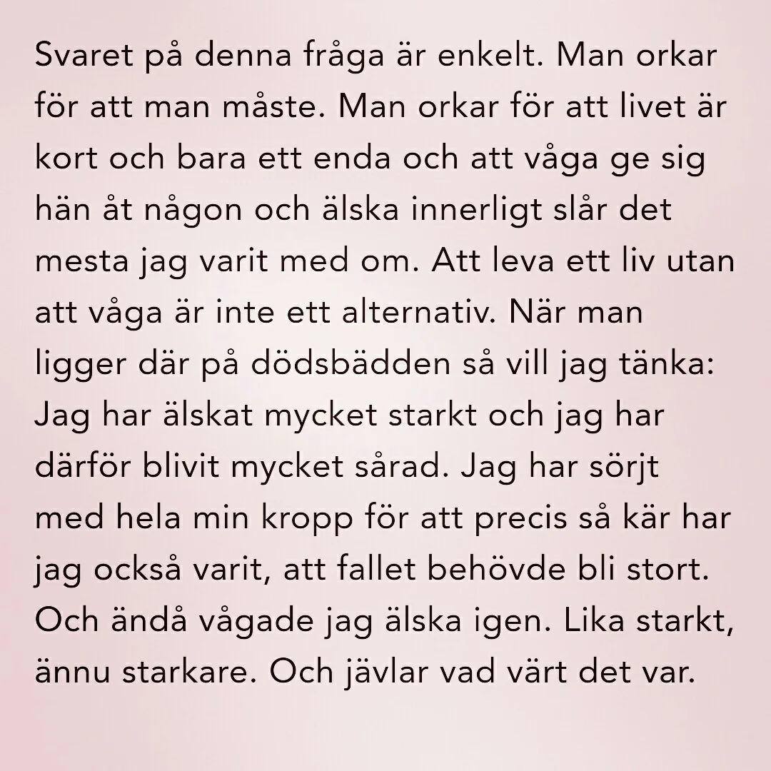 En screenshot från Sandras blogg jag lade upp på Instagram.