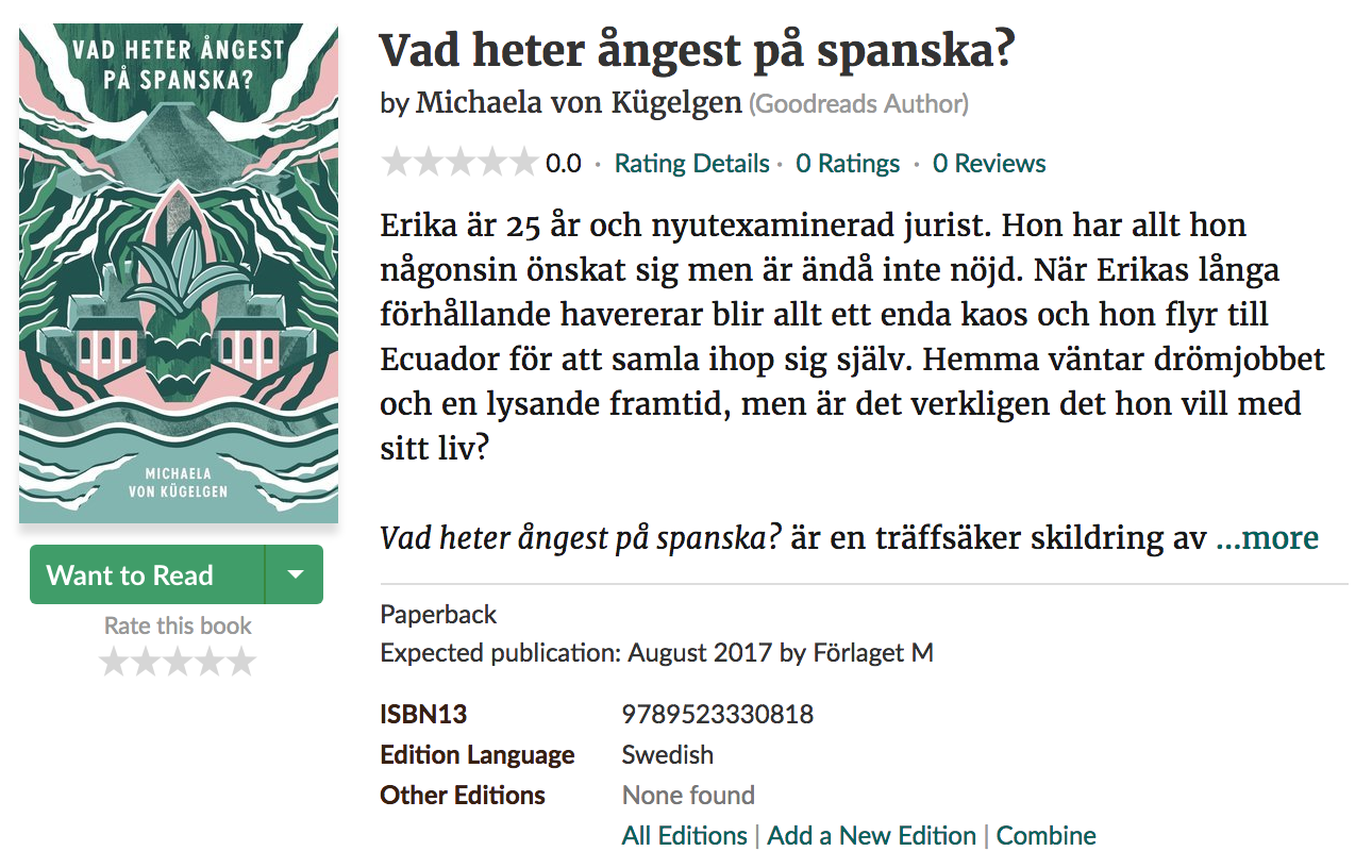 Skärmdump från Goodreads. Jag registrerade mig som en officiell "Goodreads Author" och det känns så stort på nåt sätt!