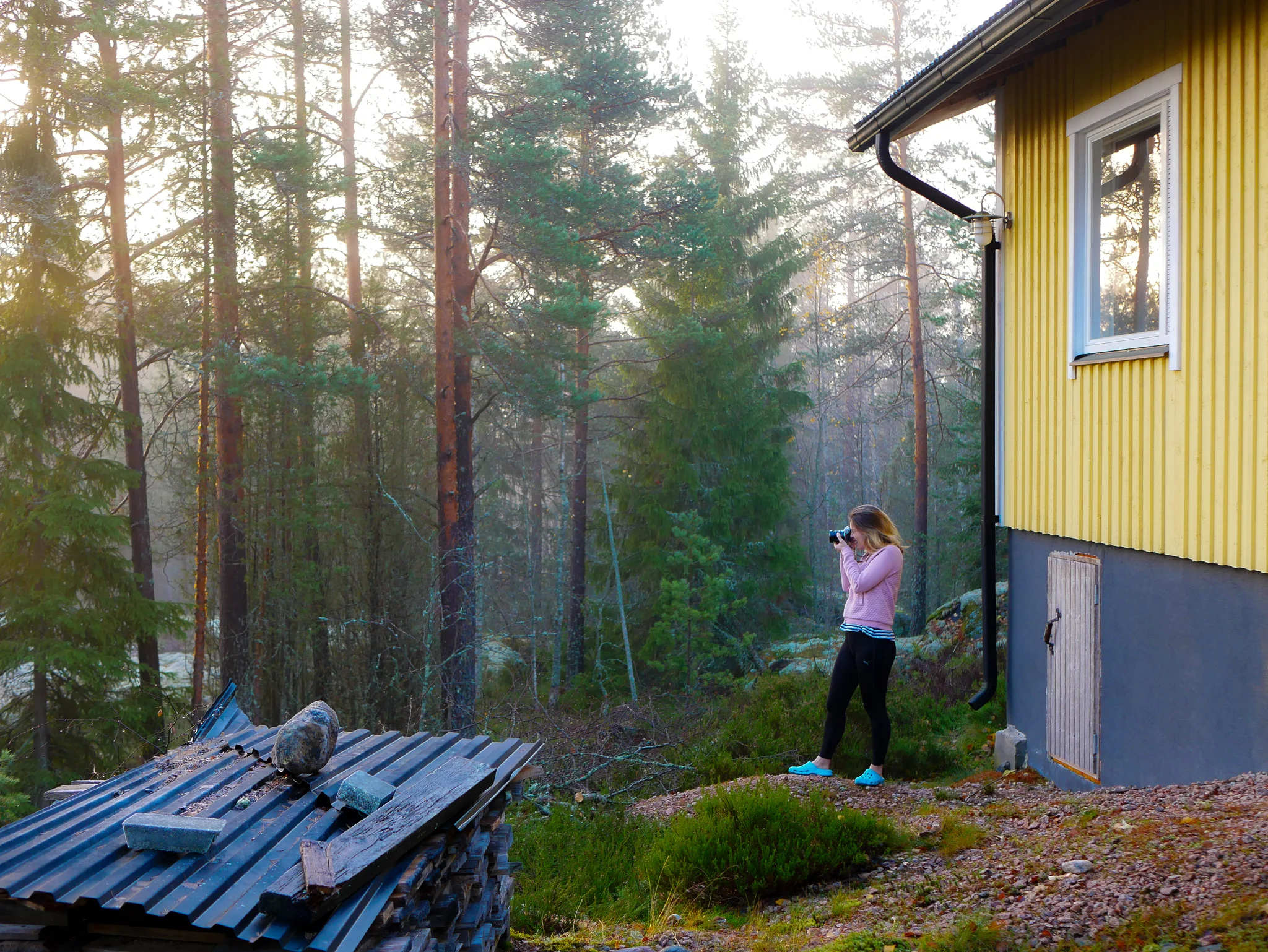 Kamerorna åkte fram när morgonen bjöd på trolsk dimma.