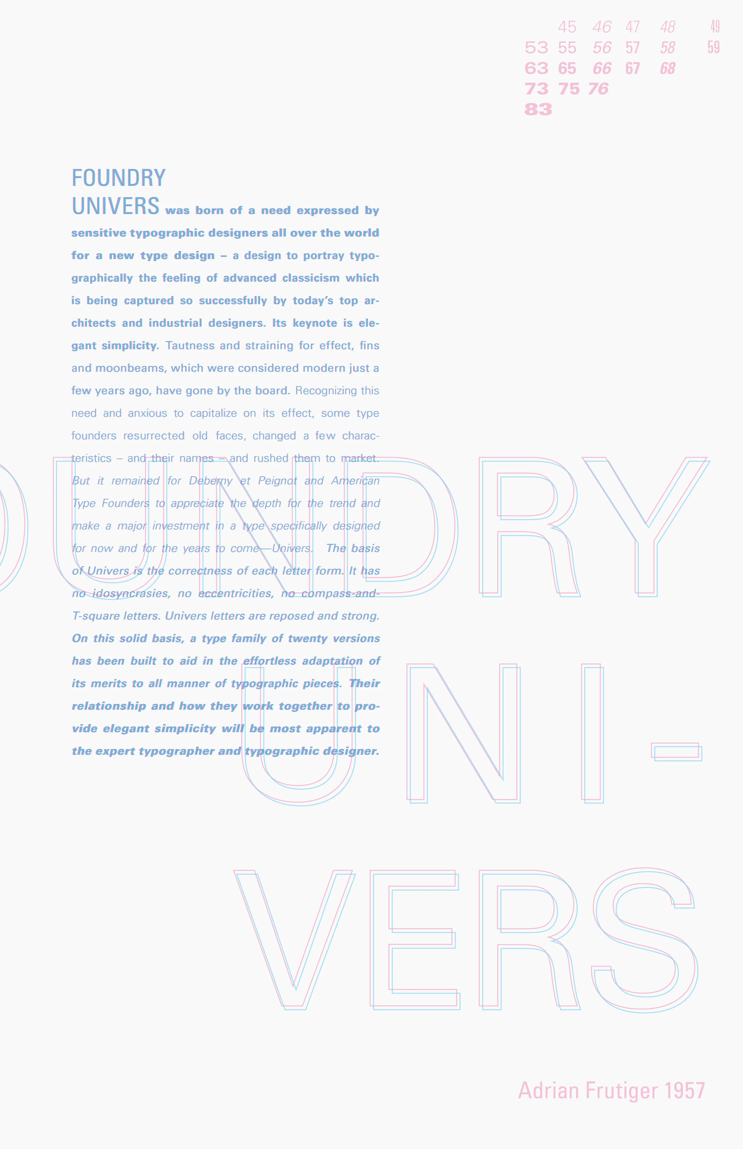 Homage to a typeface displaying one typeface and all it has to offer. (SVC Typography Assignment)