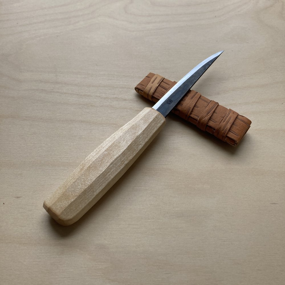 Sloyd Knife - Birch Bark Handle and Sheath - The Spoon Crank