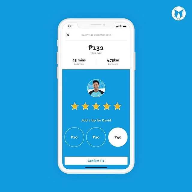 Rushed user interface redesign of the Angkas app with the addition of a tipping feature for drivers and extra useful ride details for riders laid out in a simplified and legible manner #SaveAngkas 💙🏍