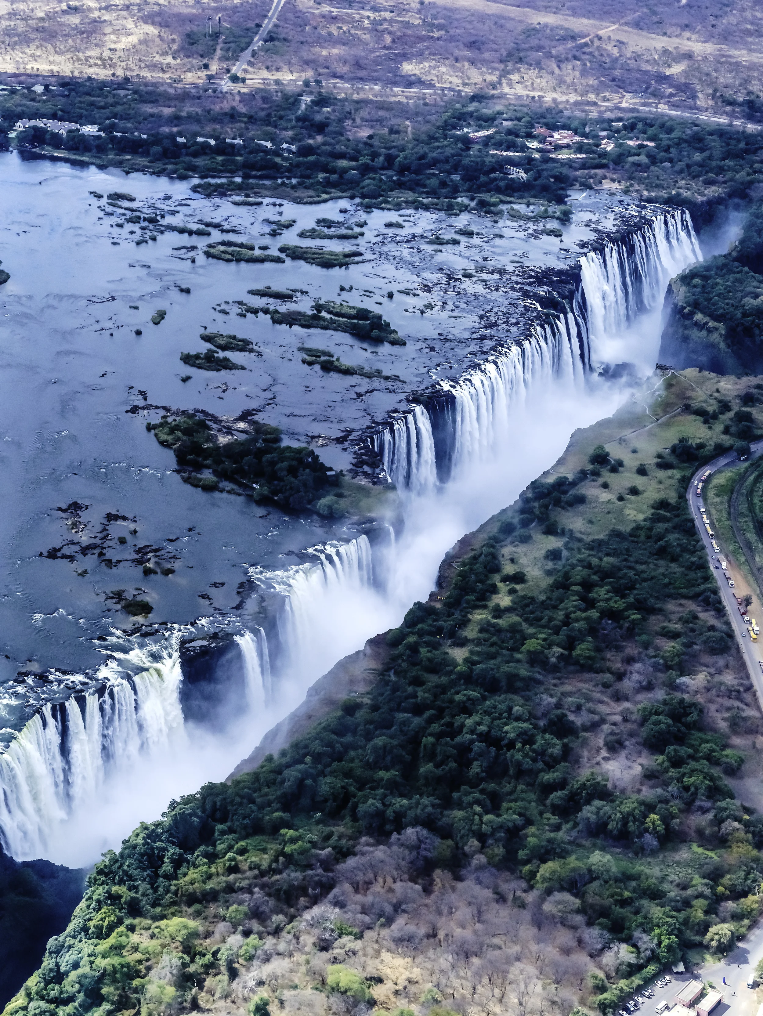 Victoria Falls from helicopter