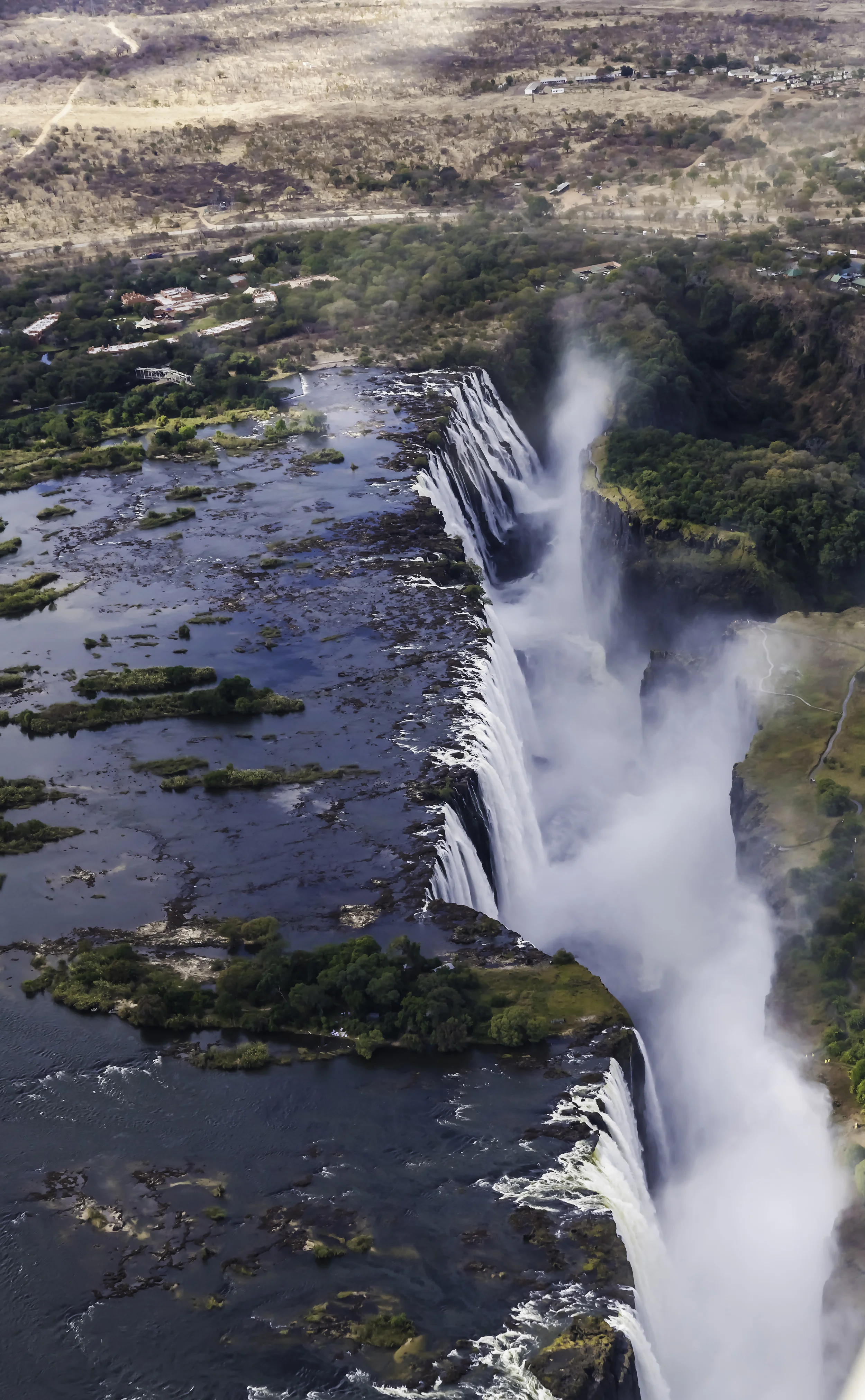Victoria Falls from helicopter