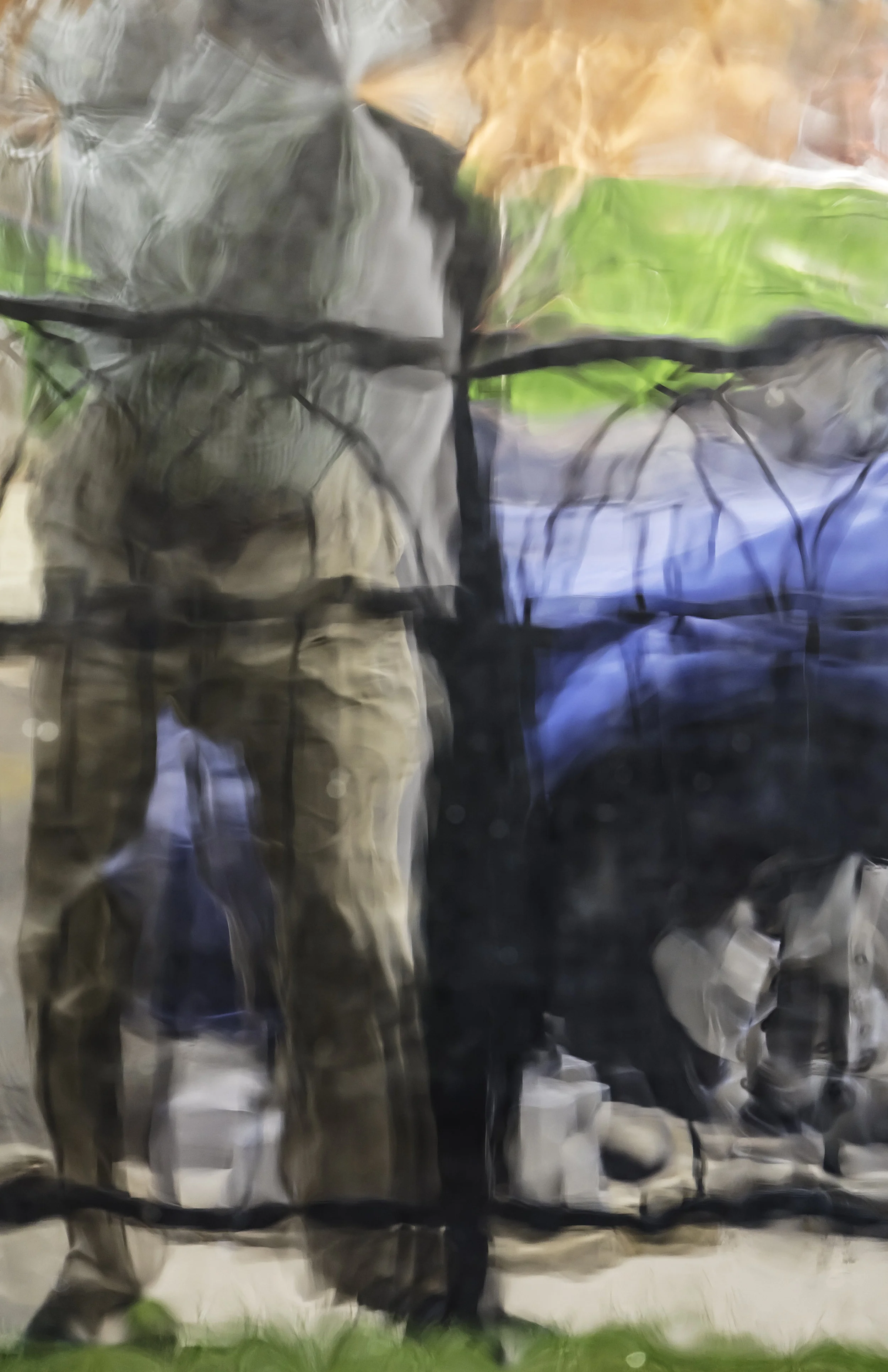 Photographer reflected in an ancient church window