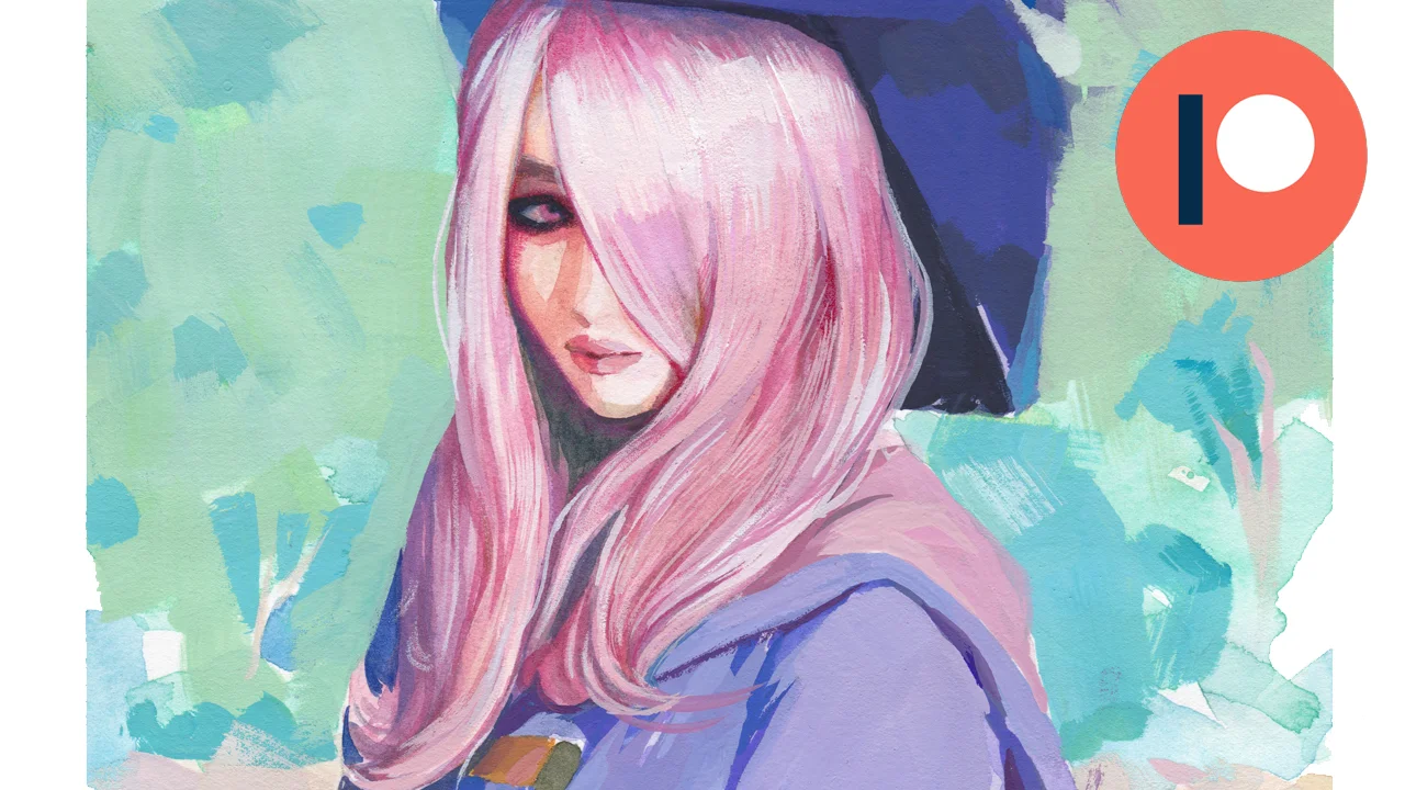 How to paint Hair with Watercolors, Color Pencils and Gouache