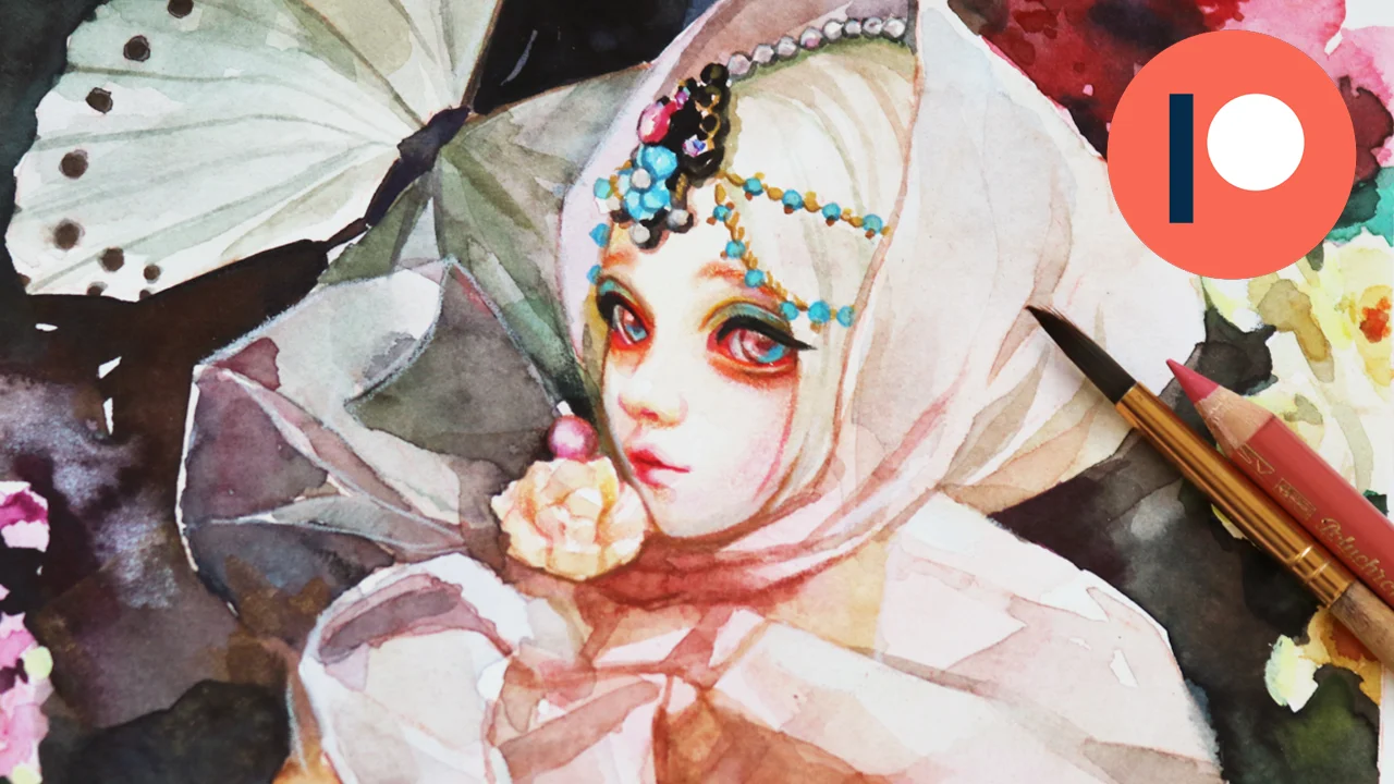 Full Painting Process: Watercolors and Color Pencils