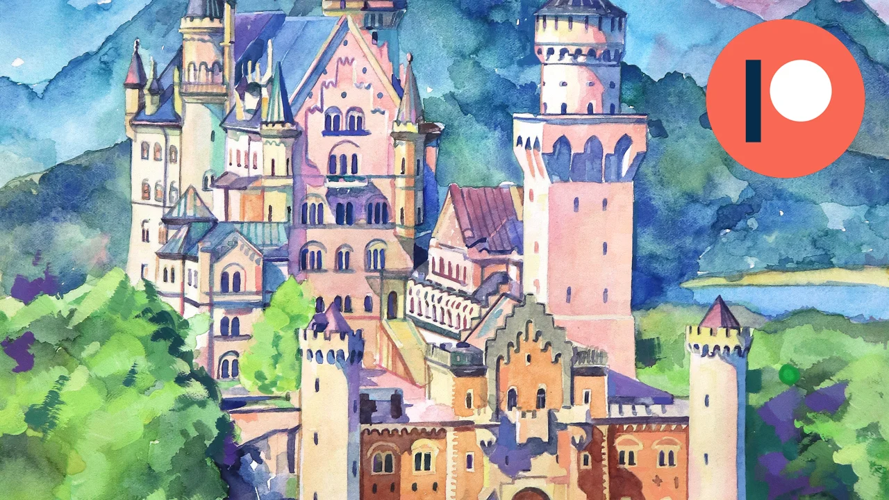 Full Painting Process: Neuschwanstein Castle / Watercolors and Gouache