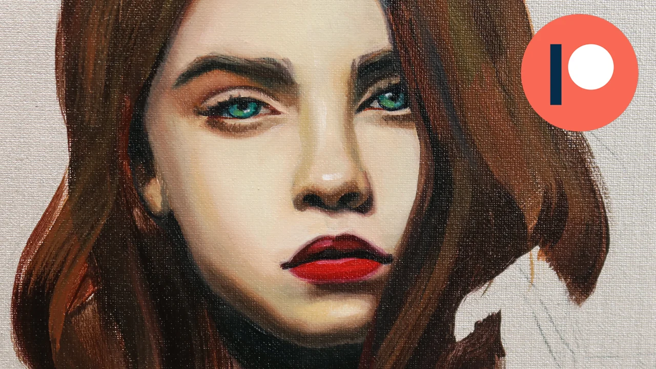 Full Painting Process w Palette: Oil & Acrylic Portrait Painting