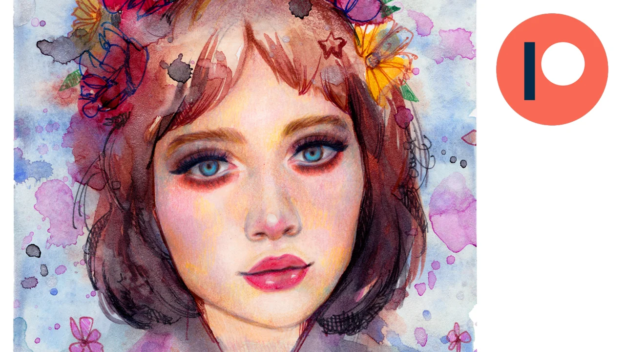 Beginner Portrait Tutorial with Watercolors and Color Pencils!