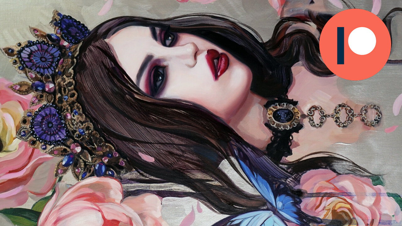 Painting a Crown, a Peony and a Portrait with Acrylic & Oils!