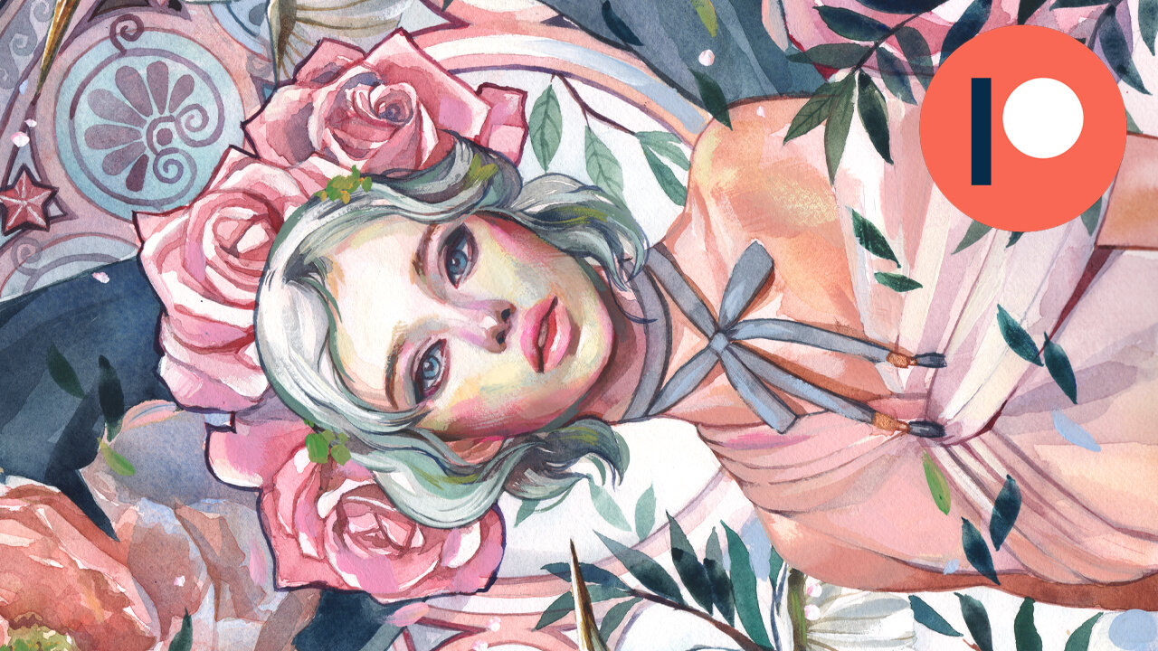 Full Watercolor & Gouache Painting Process "Kurēn"