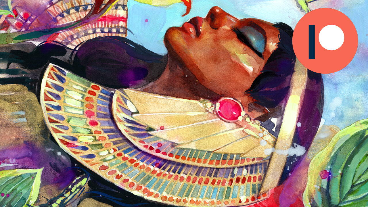 Full Watercolor, Color Pencils & Gouache Painting Process "Nefertari"