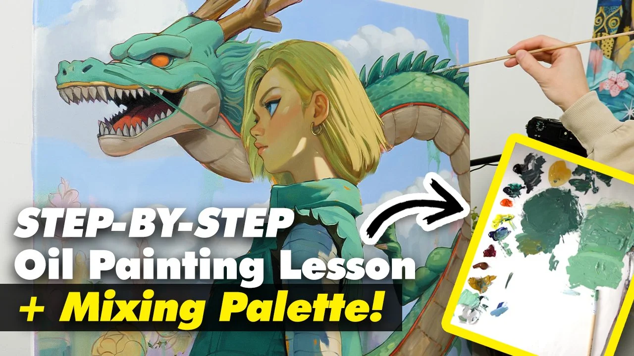 Complete Start-to-Finish Oil Painting Tutorial With Real-Time Mixing | Android 18