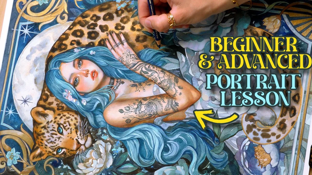 Portrait Lesson for Beginners of Emerald Moon🌒+ Advanced Segment🐆