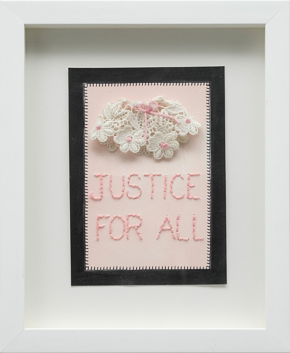RBG_Acrylic, Embroidery Floss, Machine Sewing and Crochetted Lace on Paper_8x10 inches_framed.jpg