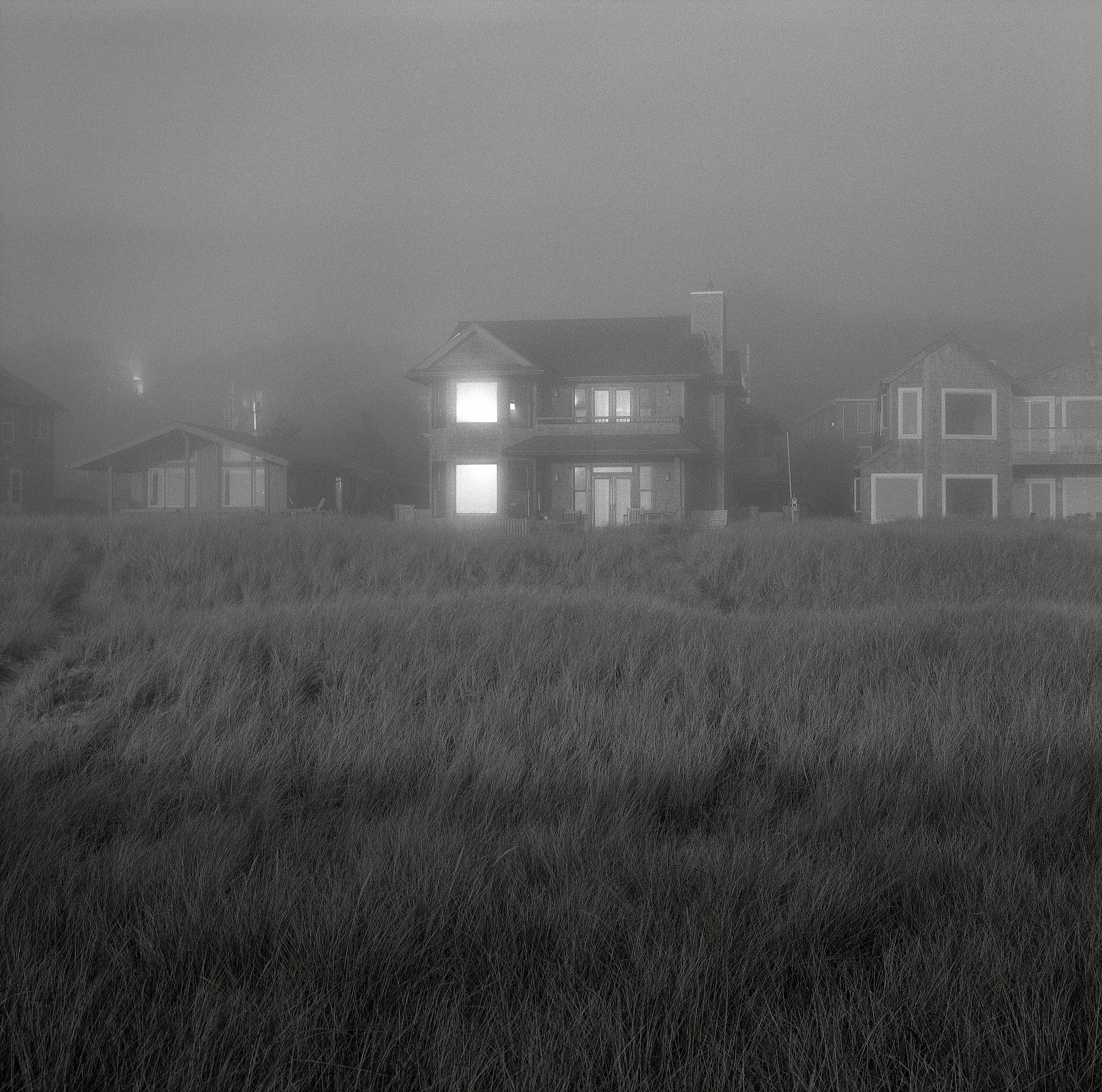 Sunset on Beach Houses, Manzanita, Oregon 