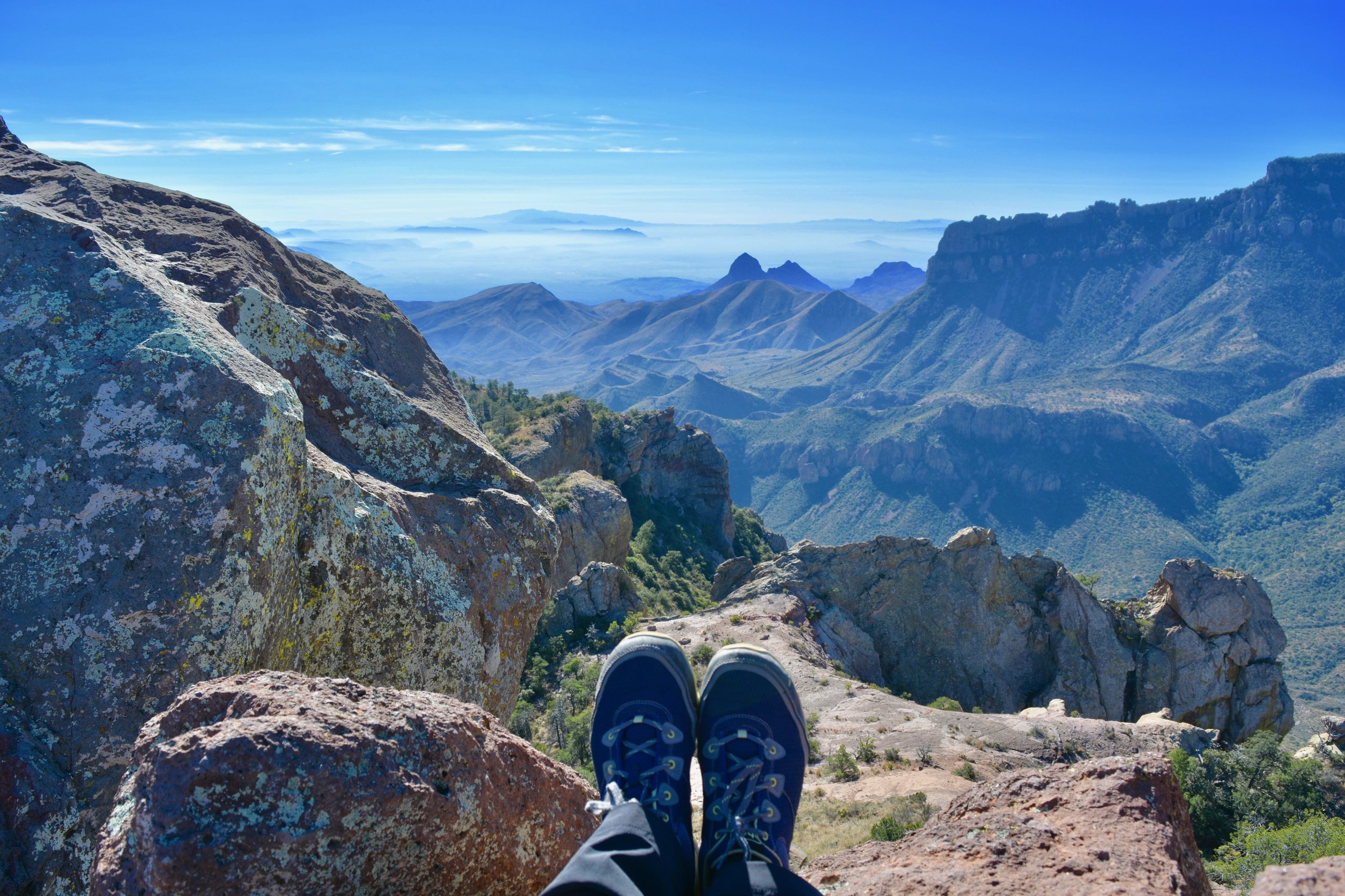 The top of Lost Mine Trail, including my feet