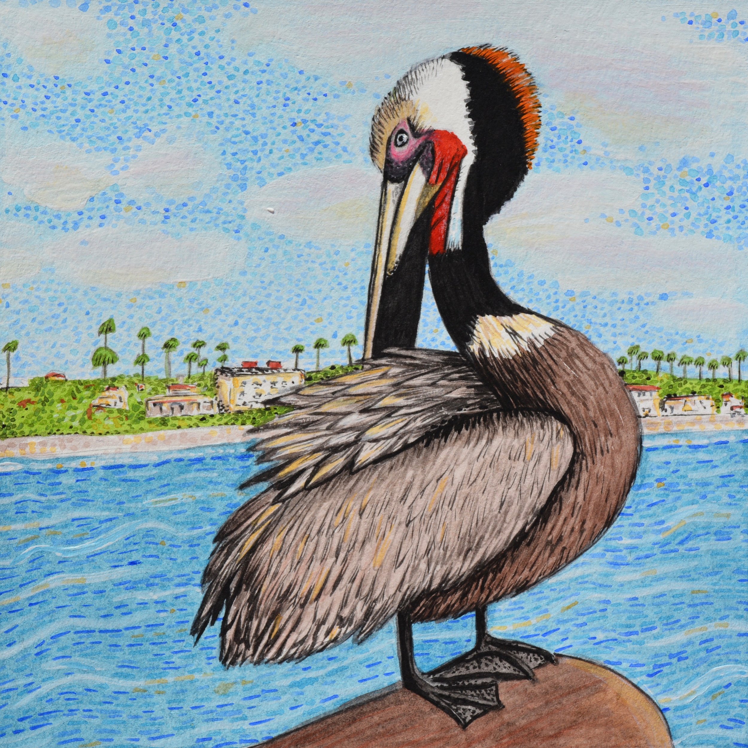 One of my favorite pieces I created in Fallbrook, inspired by a pelican I saw on the pier at Oceanside, CA