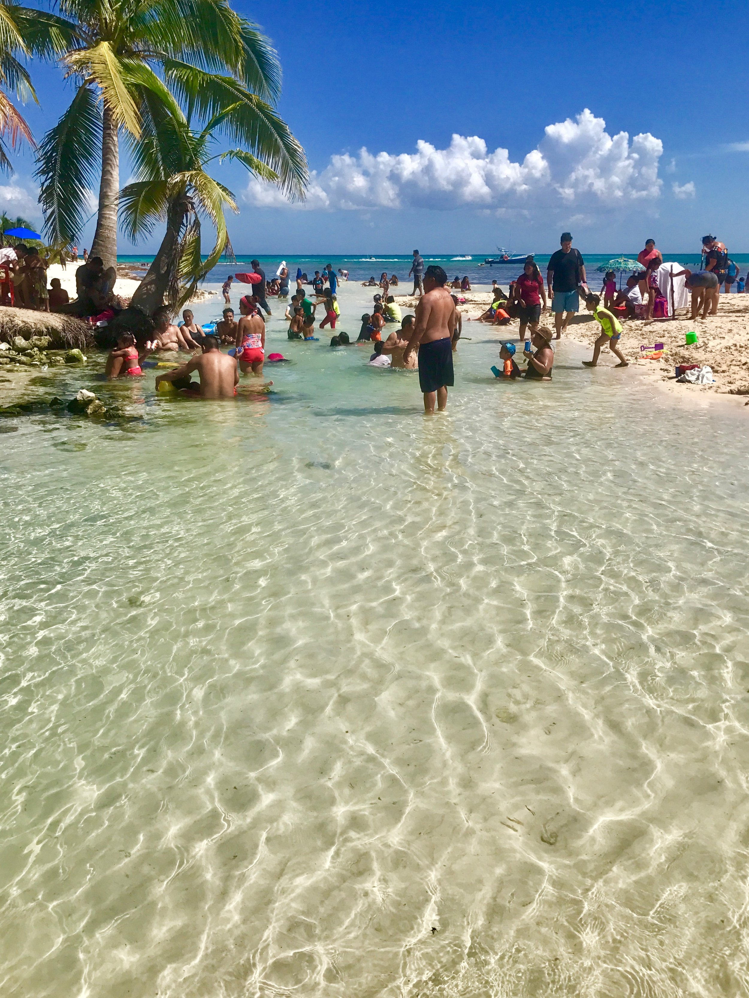 The cenote flowing into the sea at Punta Esmeralda