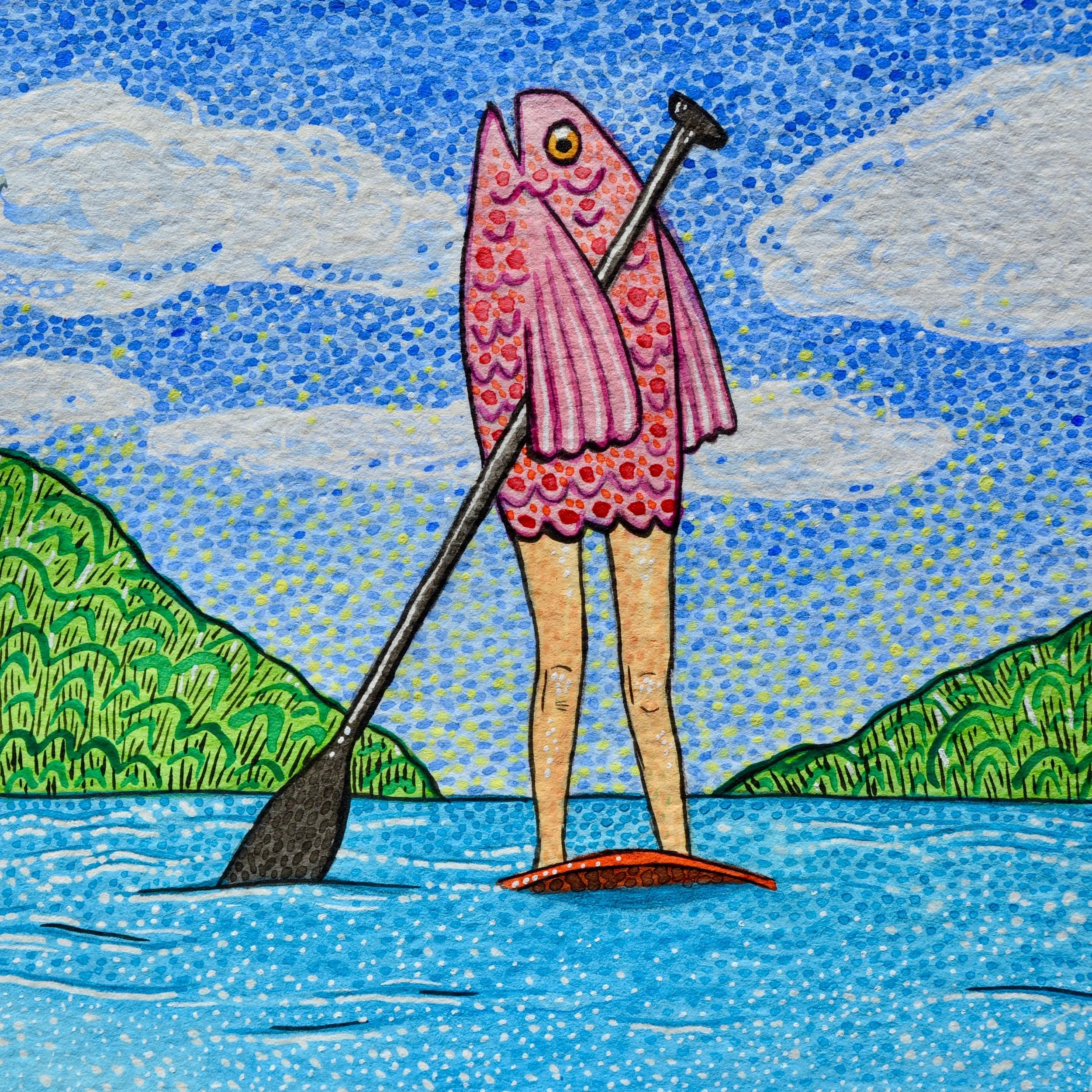 "El Pescado Está en una Tabla de Paddle Stand Up"