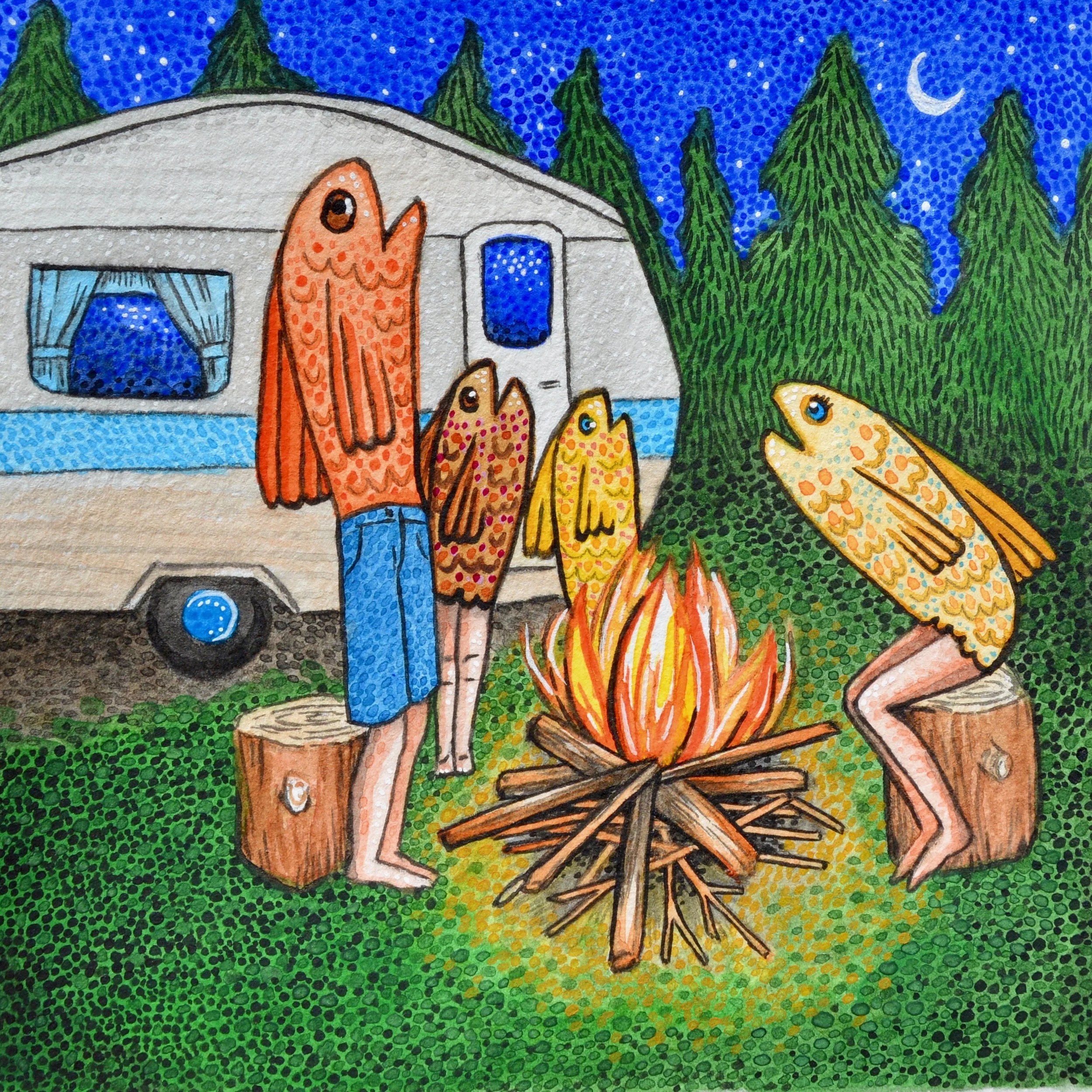 La Familia de los Peces está Acampando