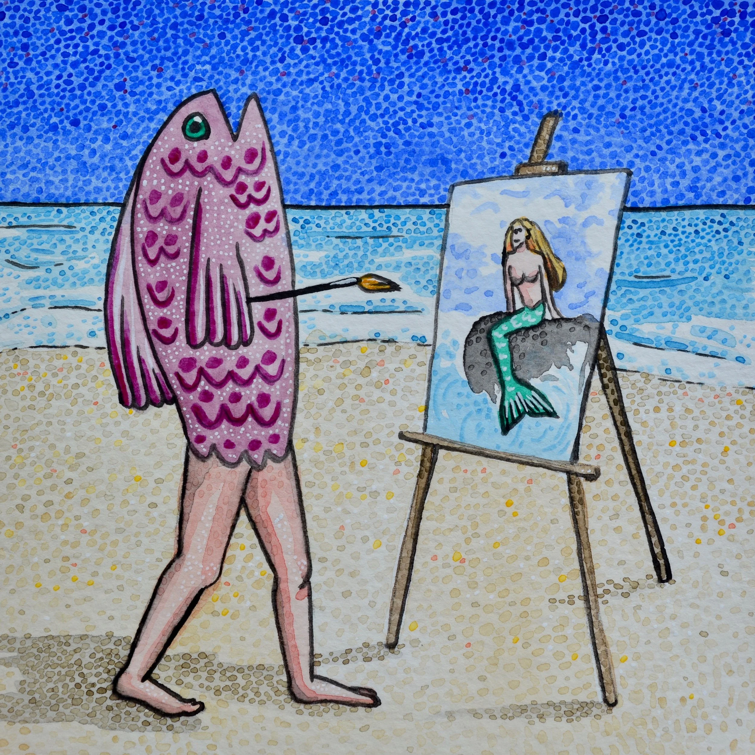 El Pez está Pintando una Sirena