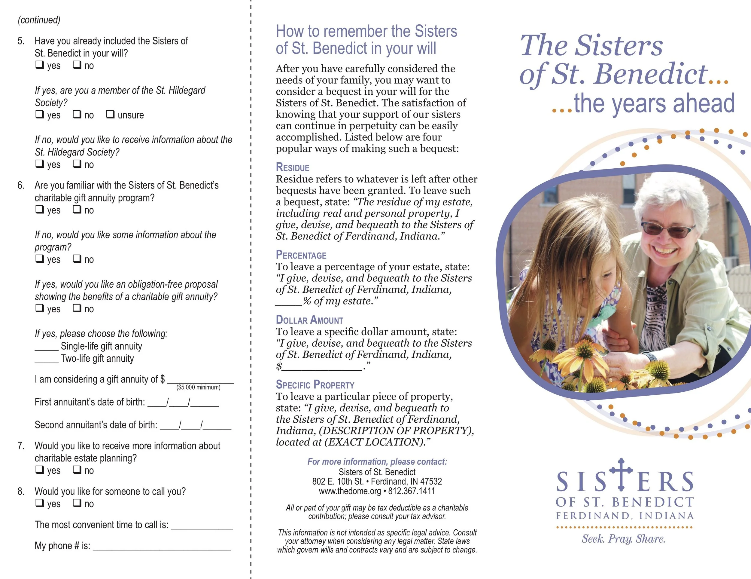 Planned Giving Brochure for Sisters of St. Benedict