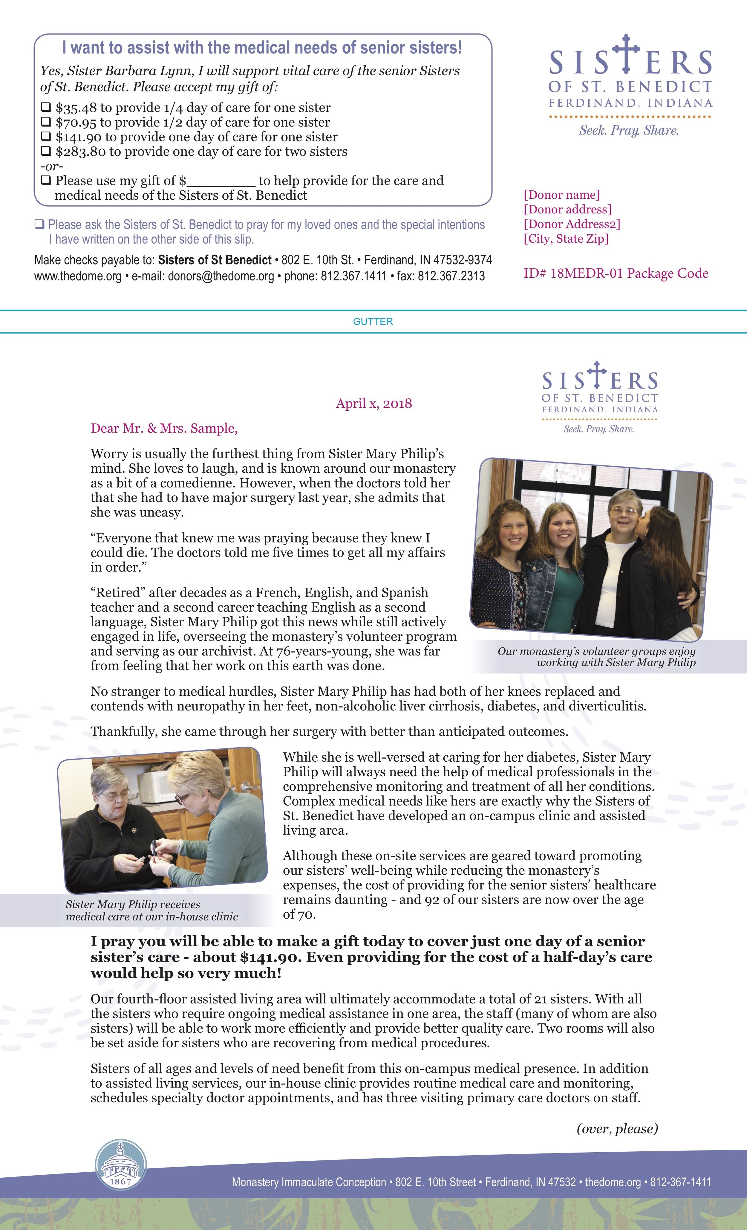 Mail Appeal for the Sisters of St. Benedict