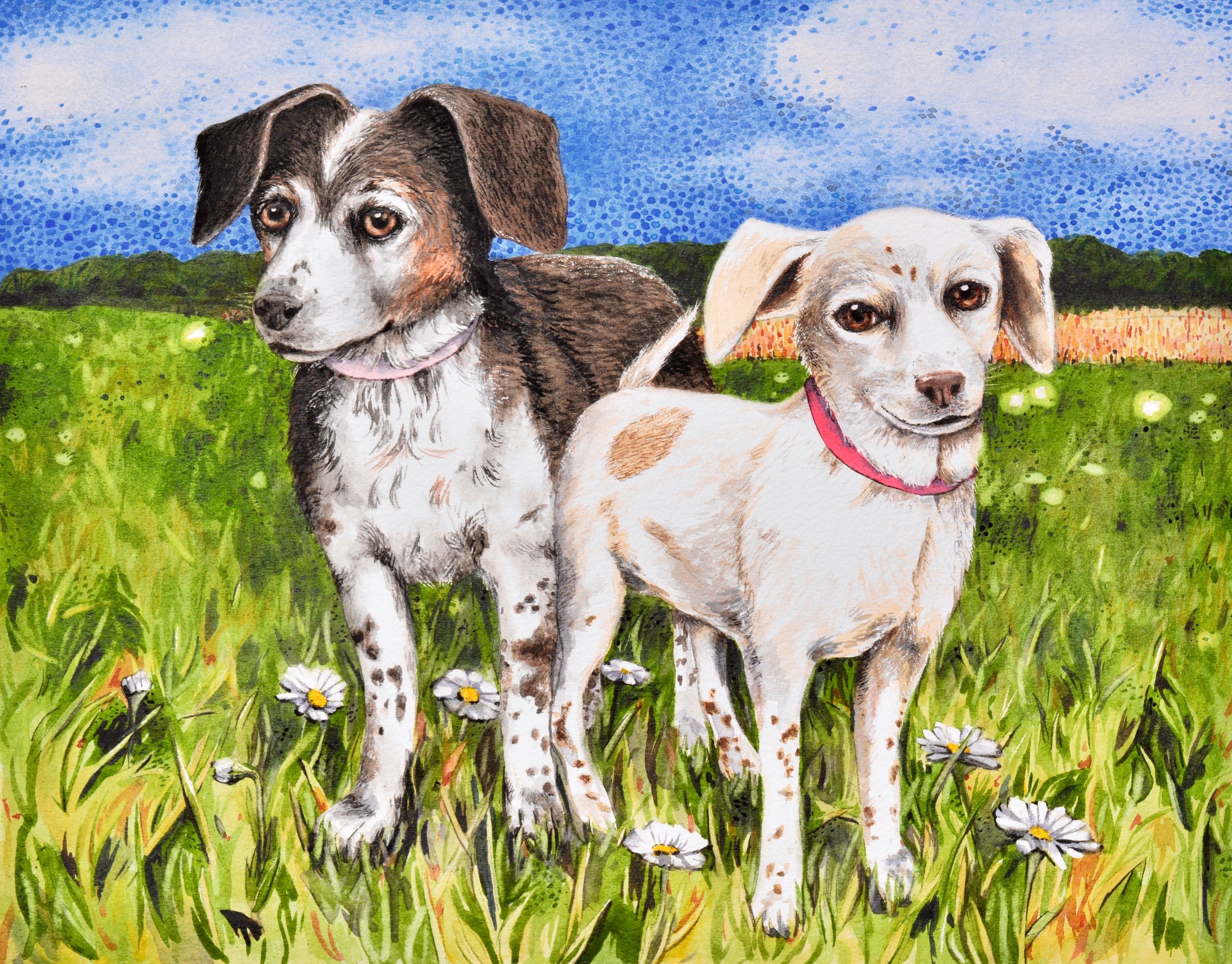 “Maggie May and Ginger Afield” SOLD (Commission) 14x11”