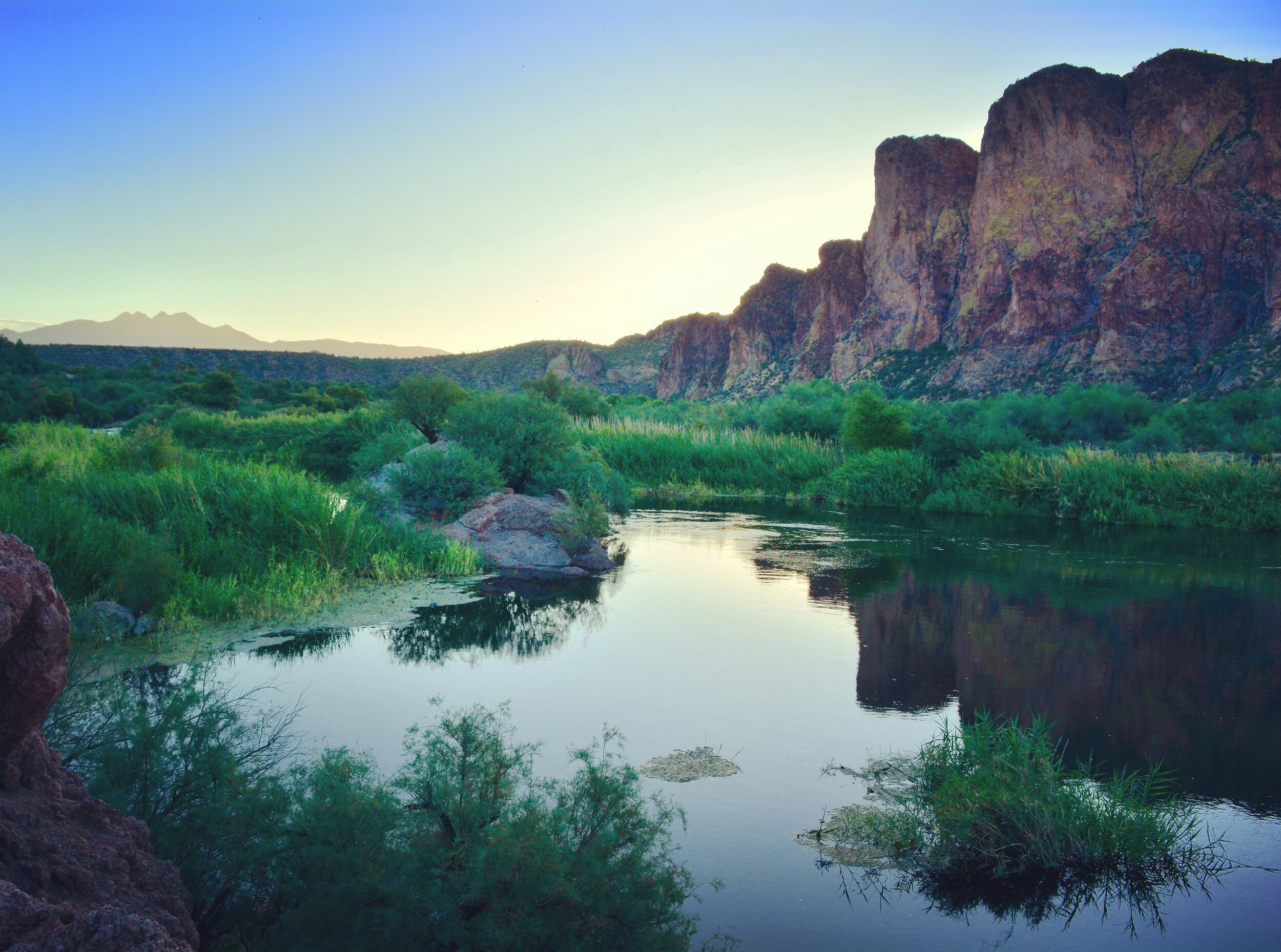 Dawn along the Salt River, with Four Peaks on the horizon
