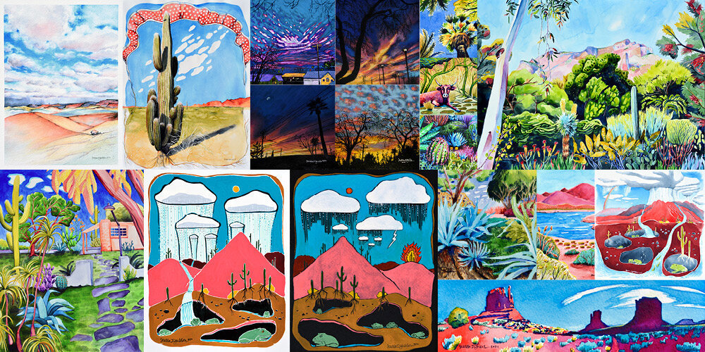 Colorful Pine Trees- Original Art Watercolor- 5x7 Greeting Card - Ridge  Light Ranch