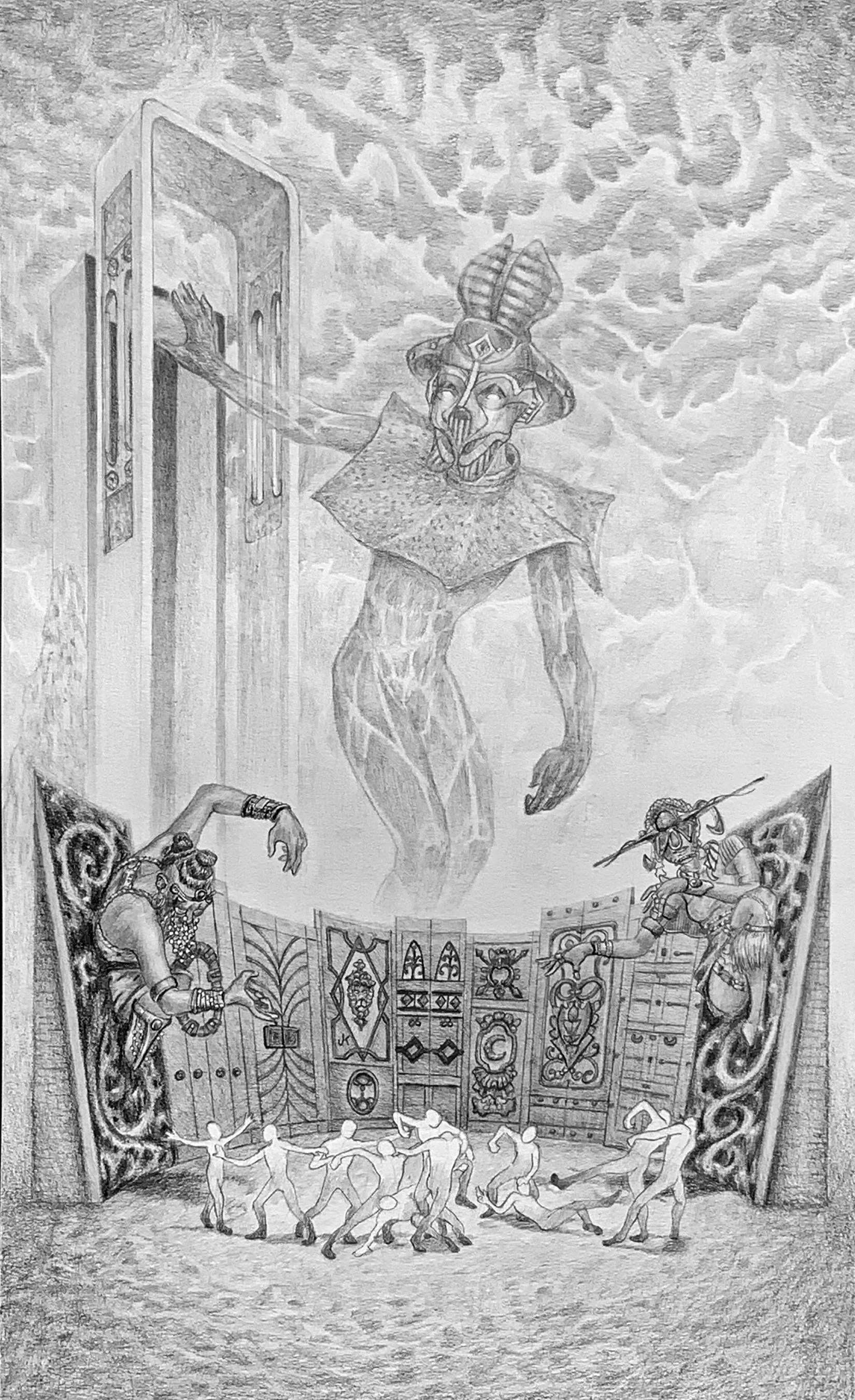 Pulling Their Strings - Graphite on Paper 13.75 x 22.5