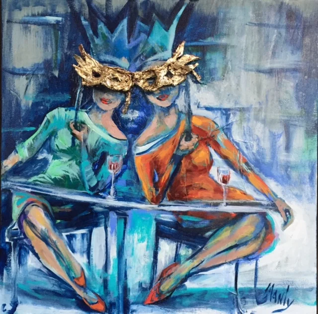 Incognito 24" x 24" Mixed Media on canvas framed SOLD