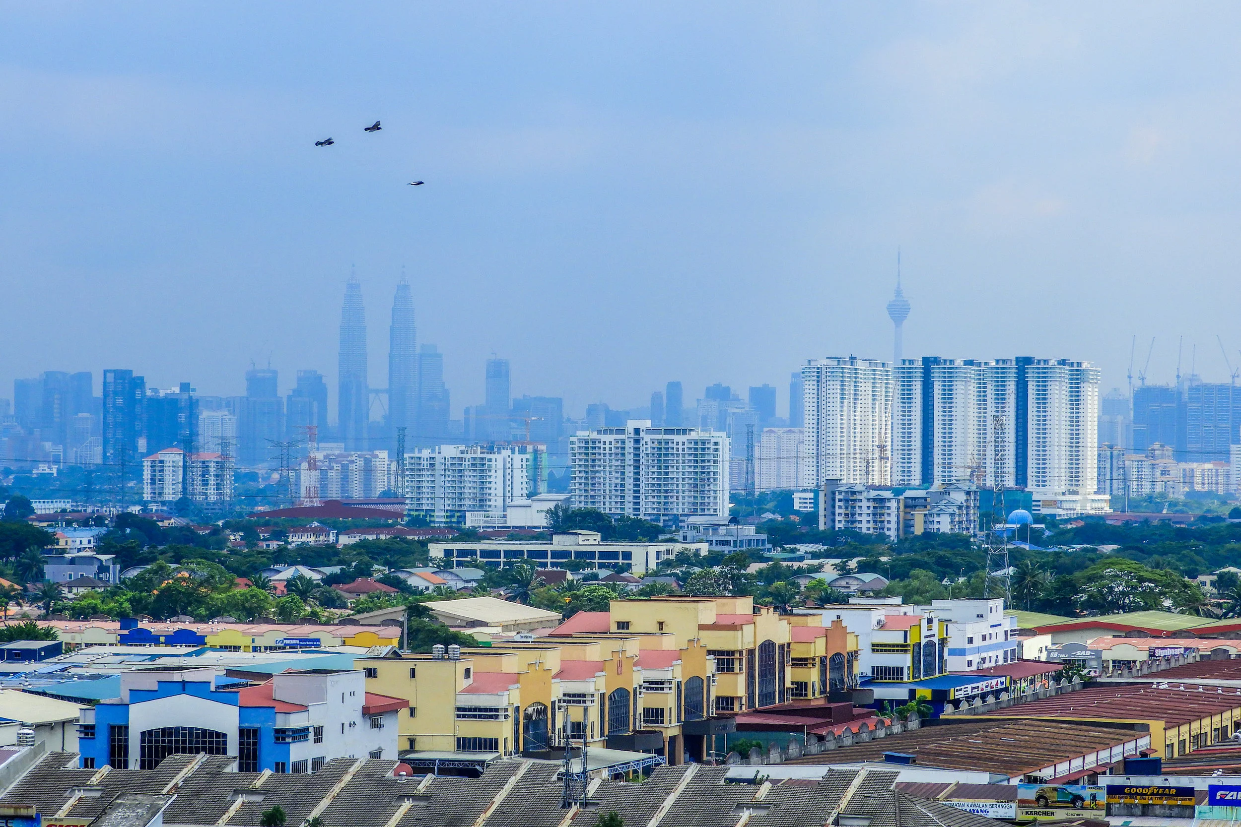 City view from the entrance to the dark cave