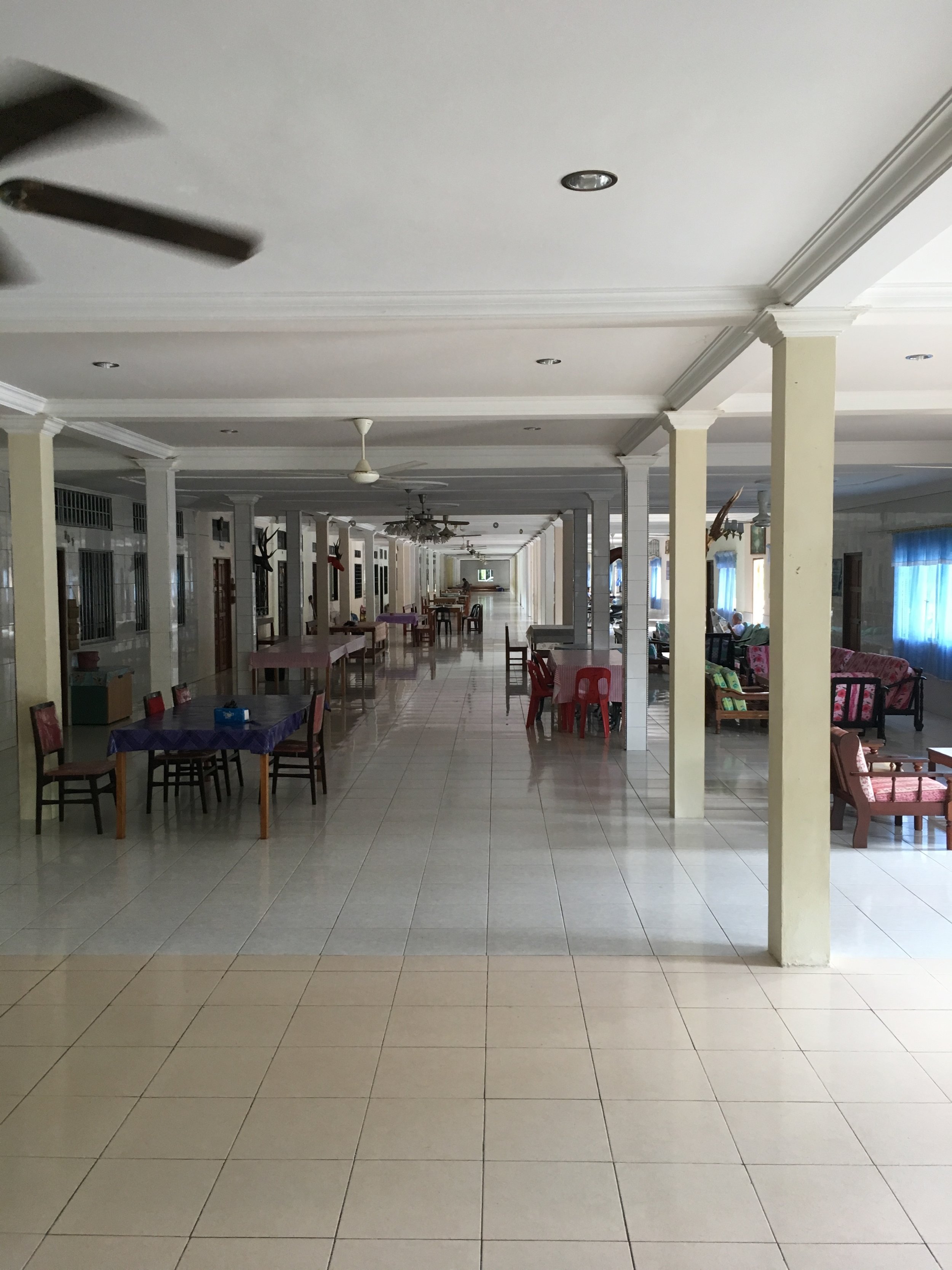The big family room that connects the individual units. It's long!