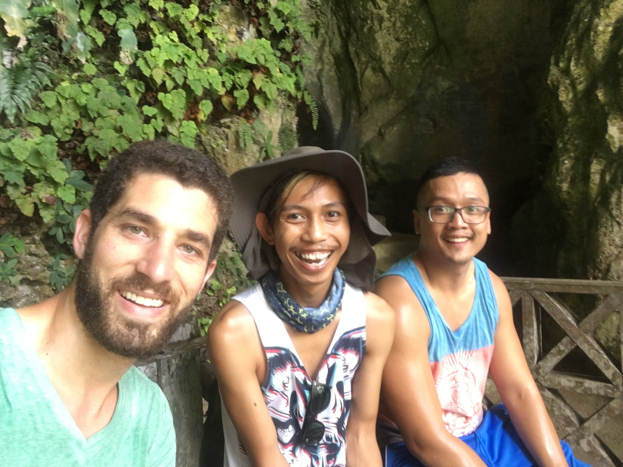 My friend Galvin is in the middle. He wore that amazing ranger hat for our day out caving. The guy to his right is his high-school friend, who joined us for the day.