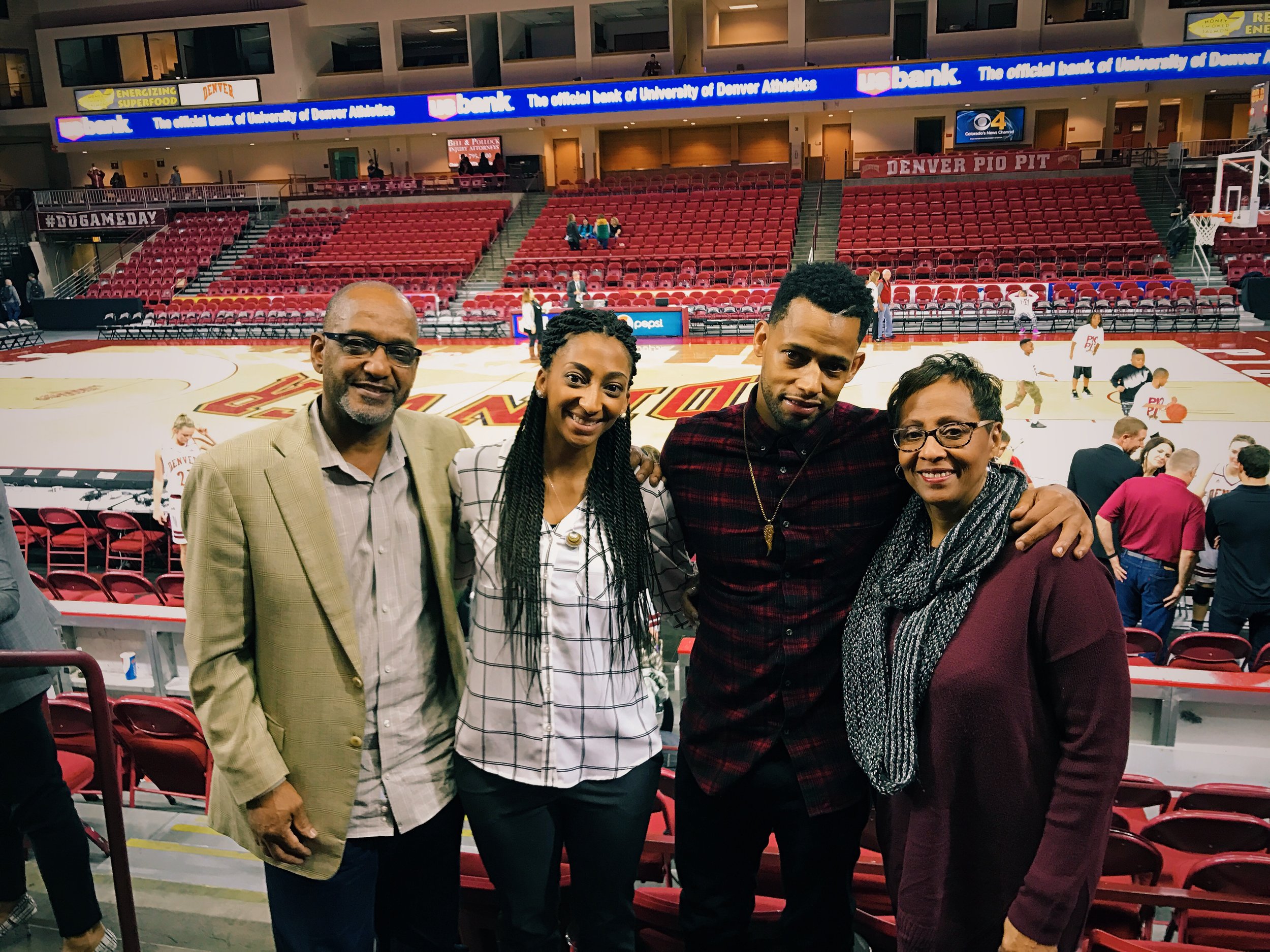 The family together for the first time seeing me on the sidelines during a game--November 2016