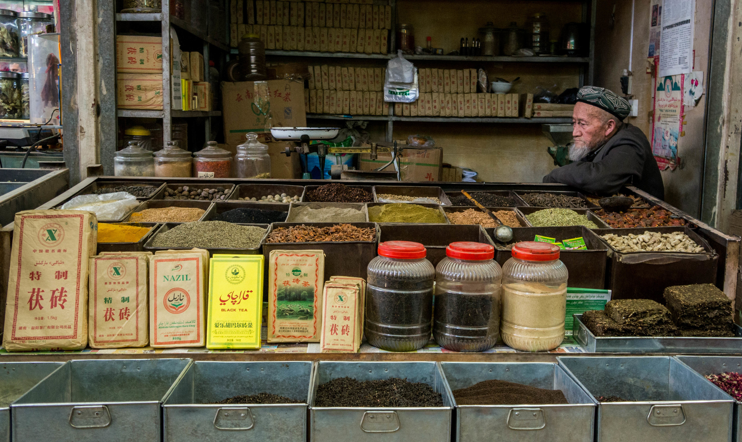 Elderly Uigher Tea Shop Owner, Kashgar, Xinjiang, China