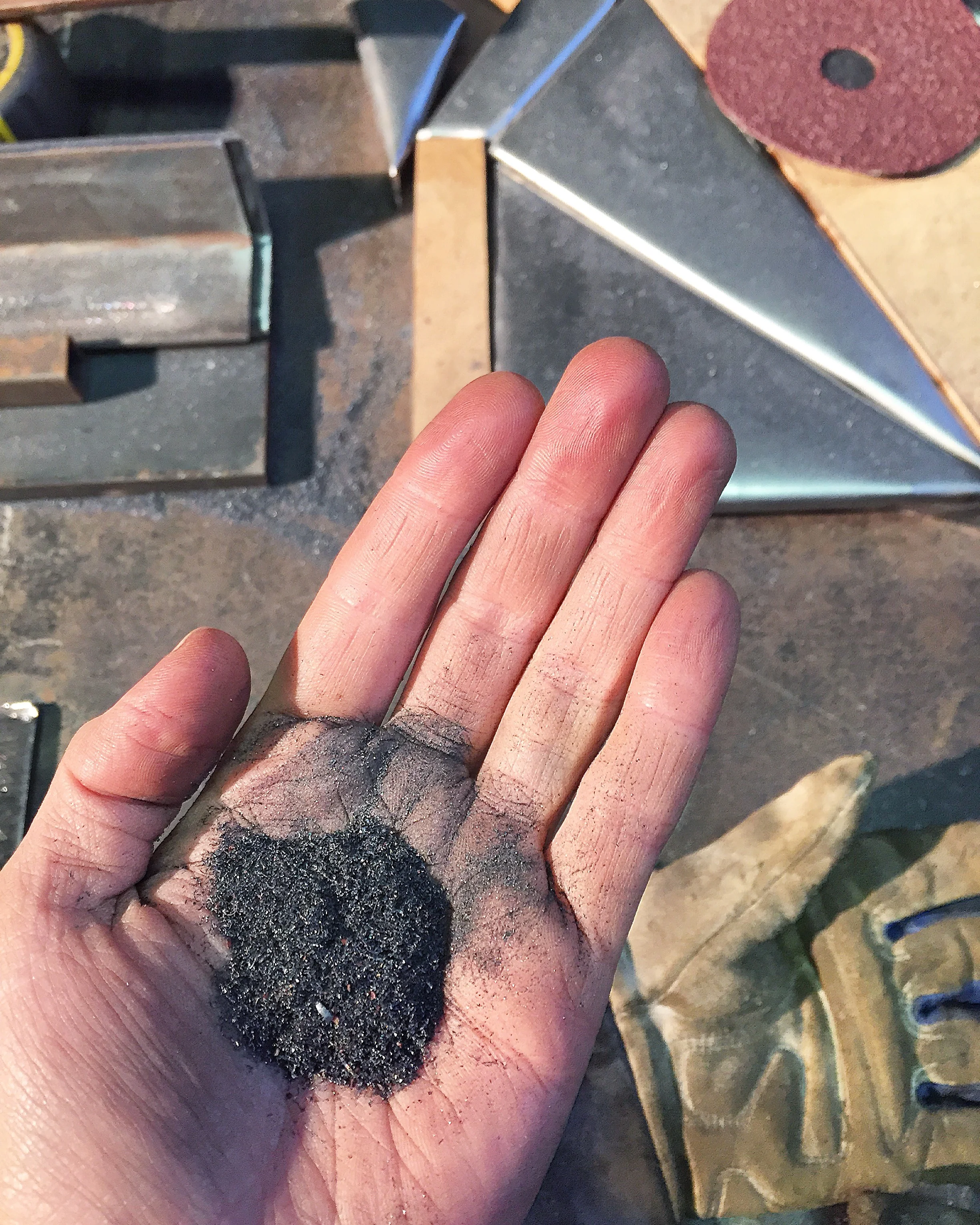 pictured is all the metal dust i didn't inhale while working that day. 