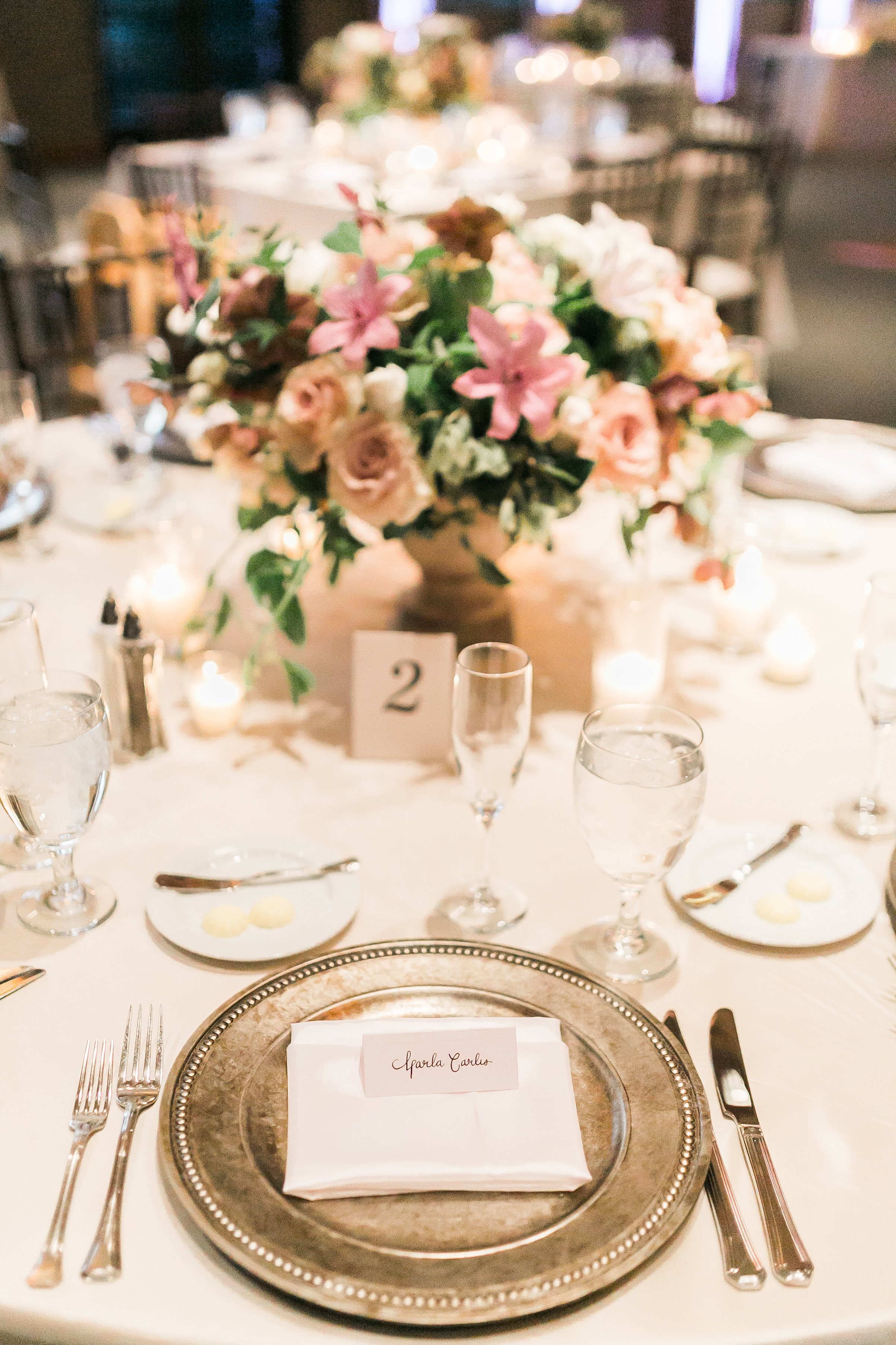 Blush and mauve centerpiece by Layers of Lovely 