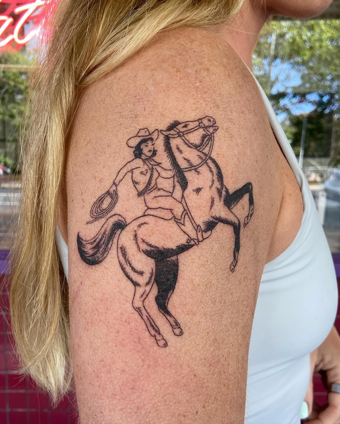 Custom rodeo babe hand poked for Grace 💘 I have been loving working on cowgirl tattoos lately @aucklandtattoostudio get in touch with your ideas!