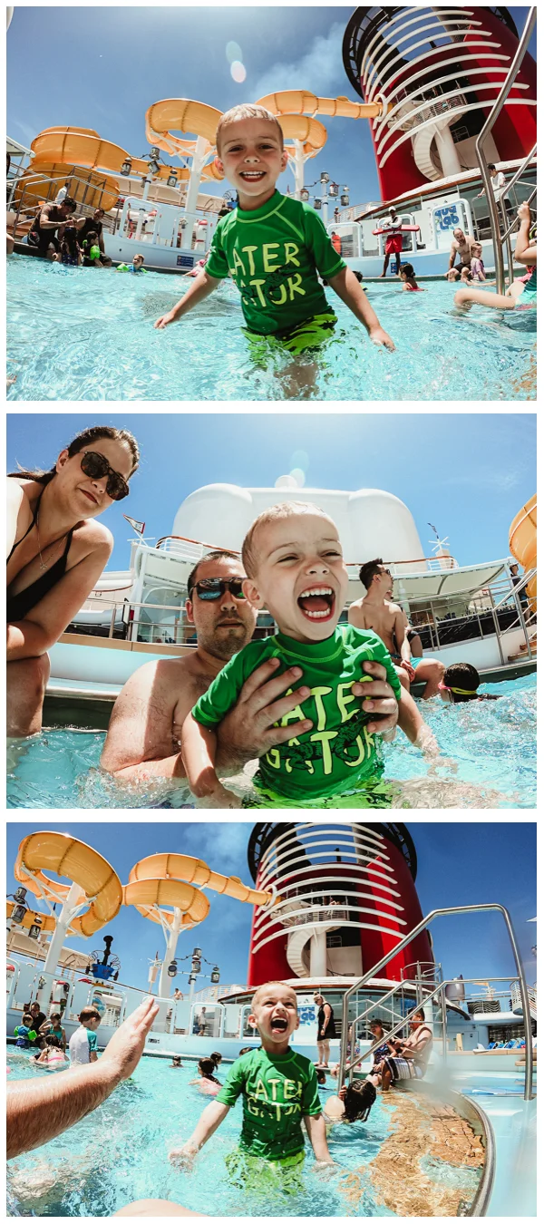 Walt in his element. The toddler pool was the best area… Walt could walk/swim around and adults can sit in the pool or hang out on the side. Using GoPro Hero7