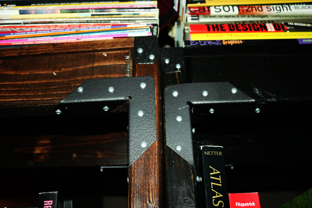 close-up of the strong ties(coated with spray paint)