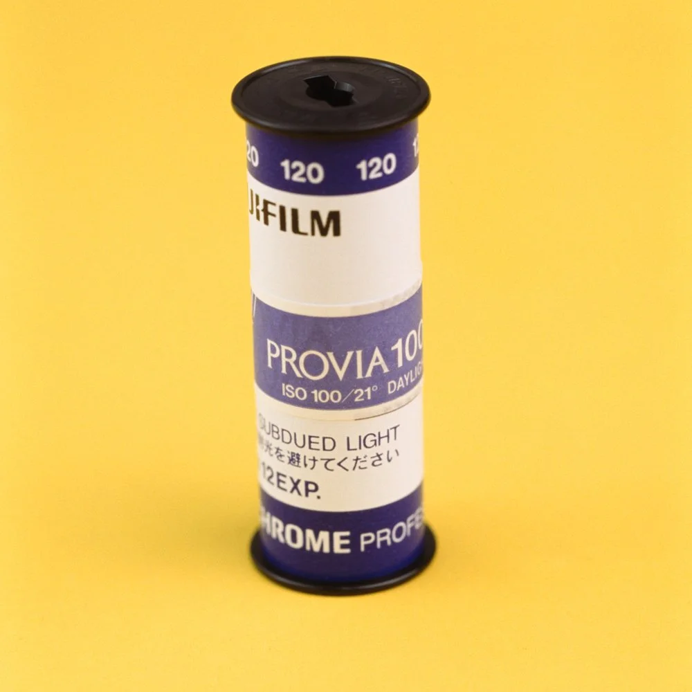 Fujifilm Provia 100F 120 film roll front