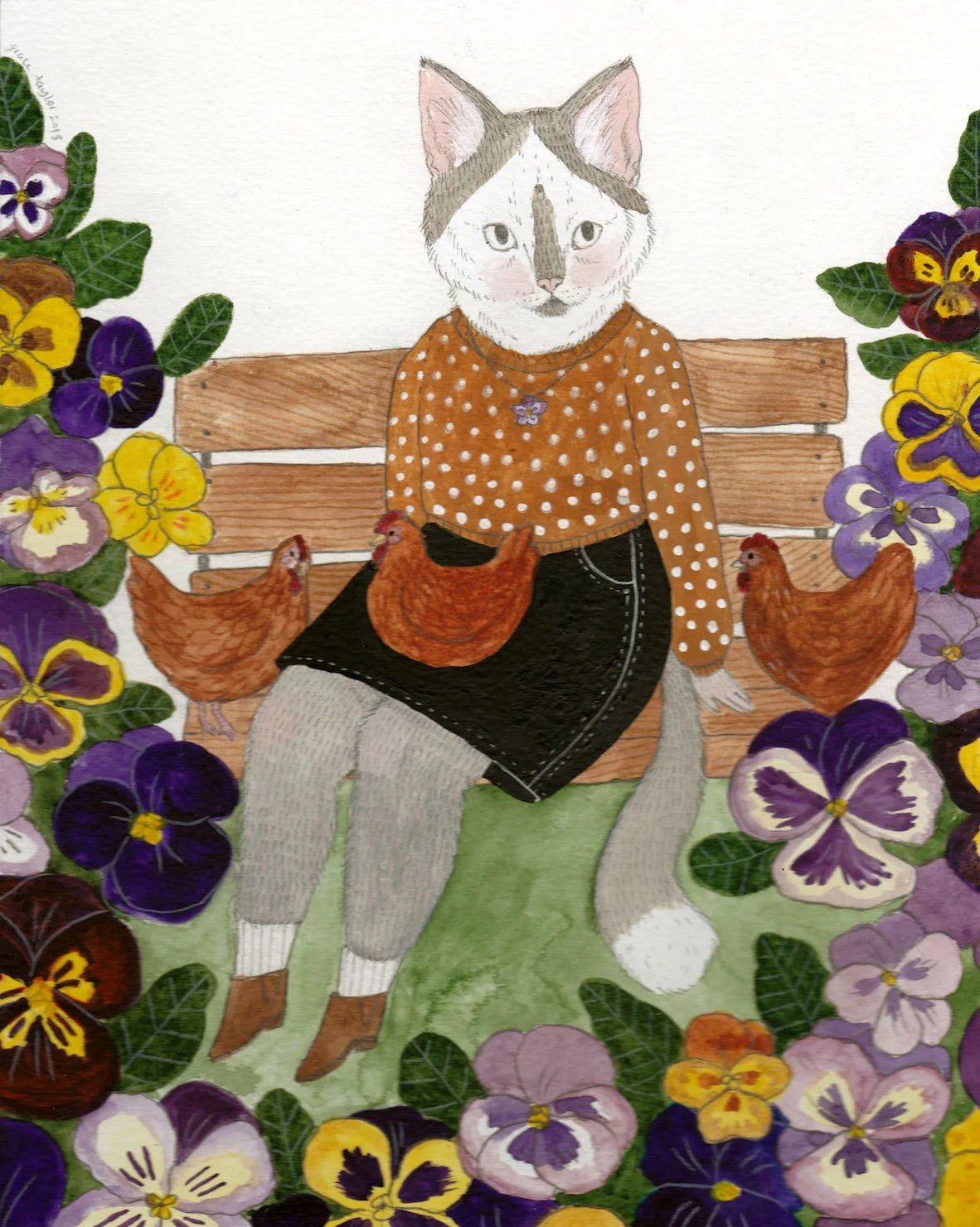 Pansy - Watercolour, Gouache & Pencil