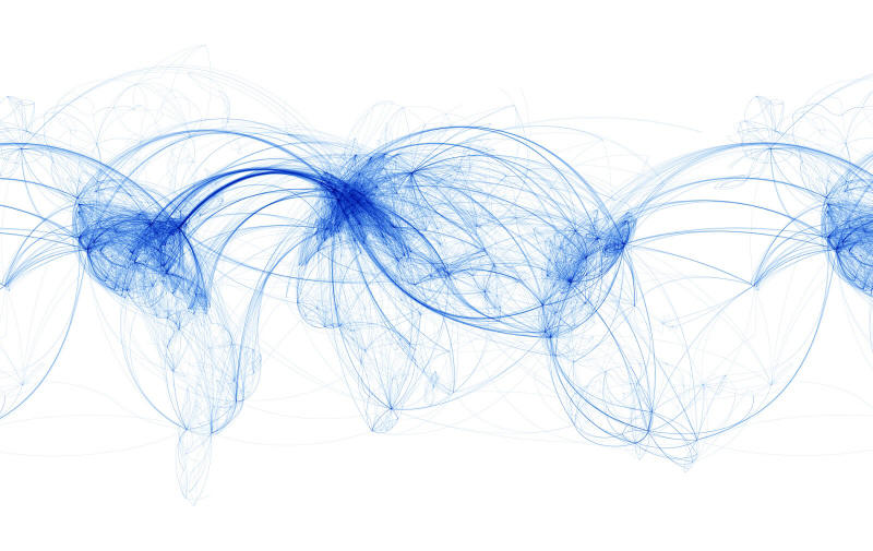 This map includes only the arcs made in air travel routes. ( via )