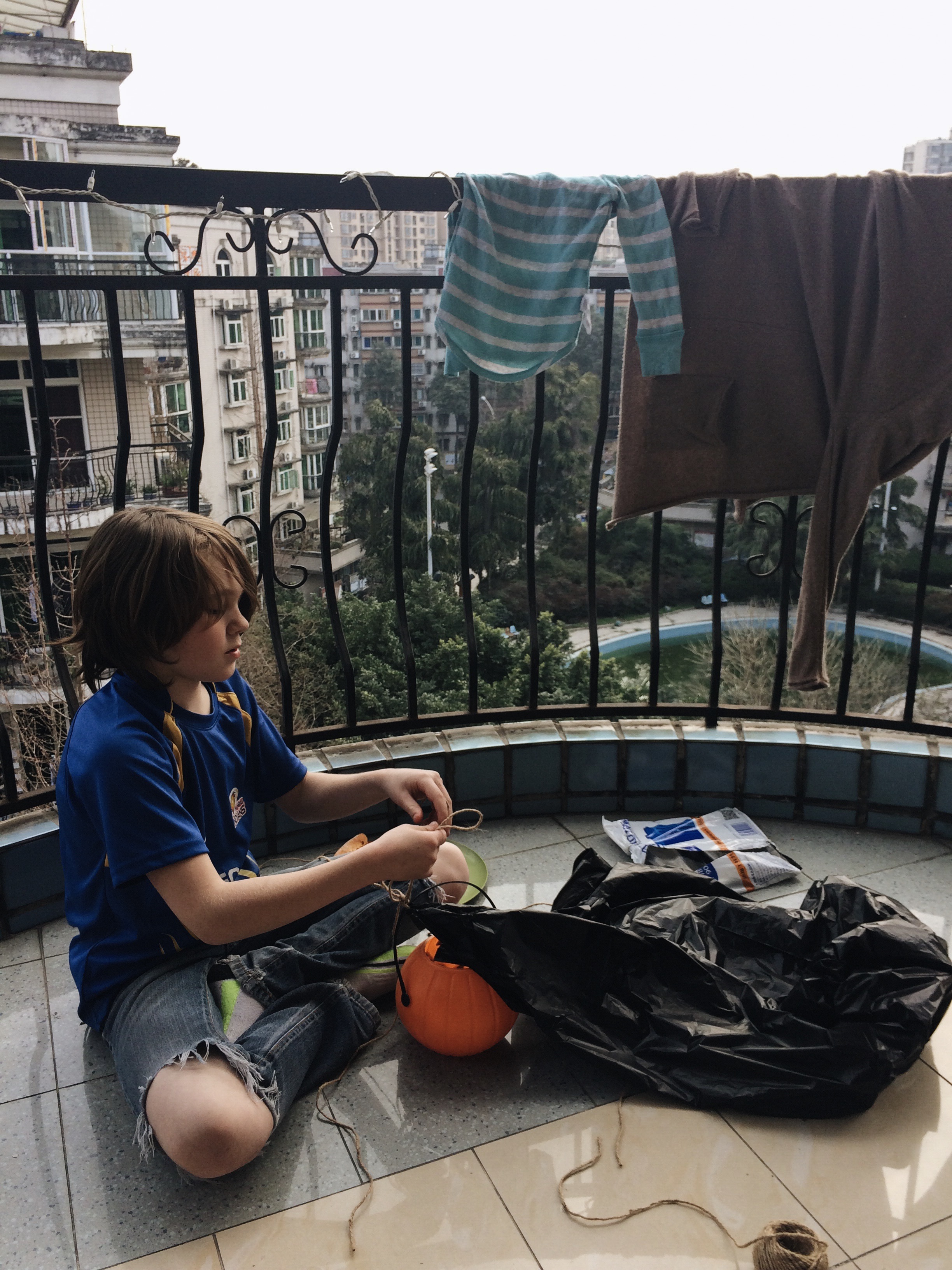 We threw them off our 7th floor balcony (Eden's too) . . . they got stuck in the trees.