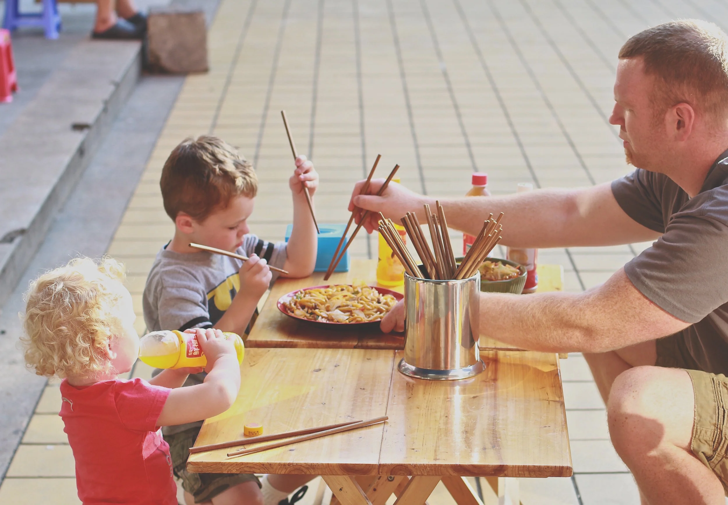 Our first meal out, just as a family.